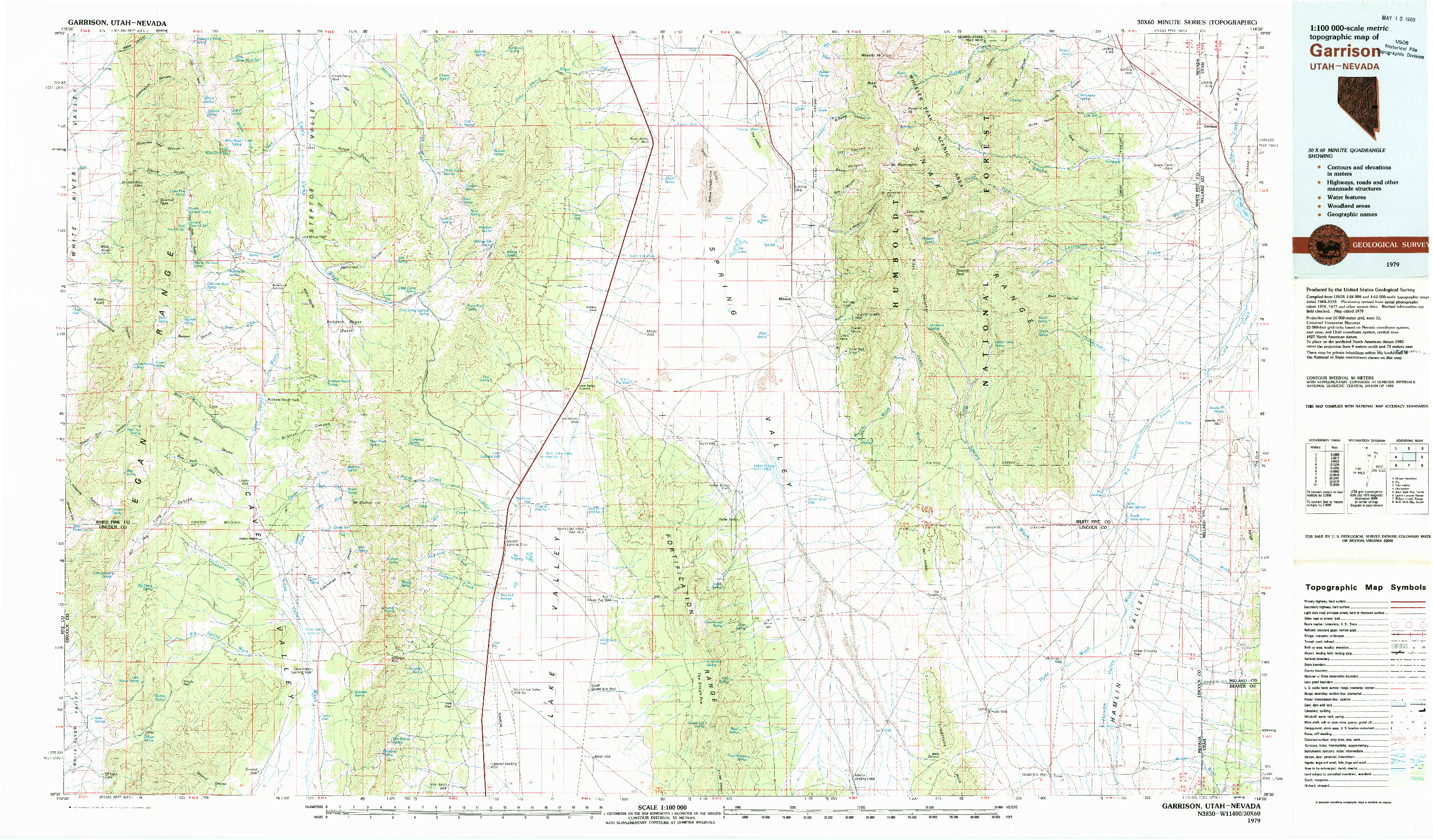 USGS 1:100000-SCALE QUADRANGLE FOR GARRISON, UT 1979