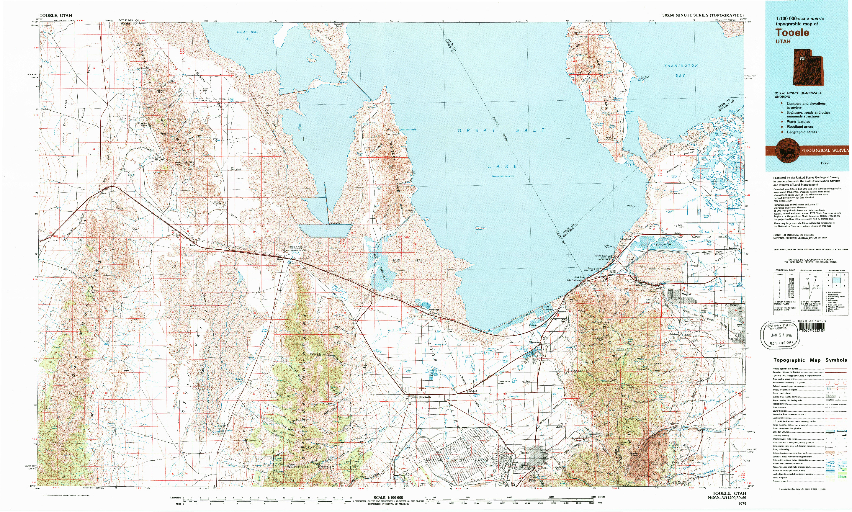 USGS 1:100000-SCALE QUADRANGLE FOR TOOELE, UT 1979