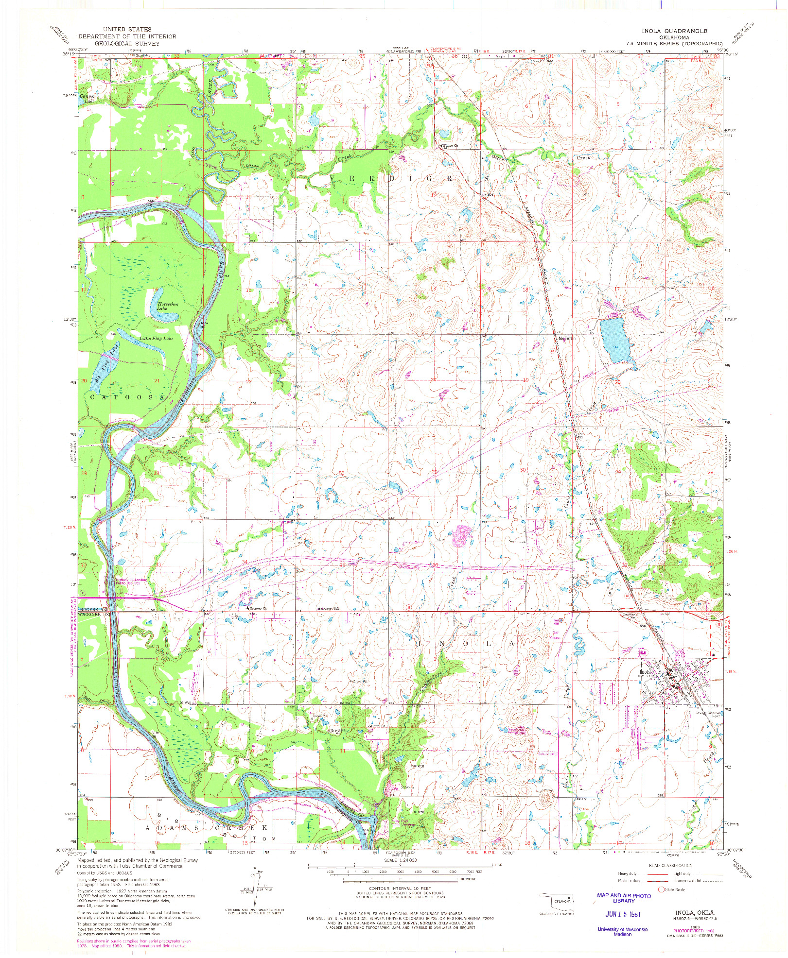 USGS 1:24000-SCALE QUADRANGLE FOR INOLA, OK 1963