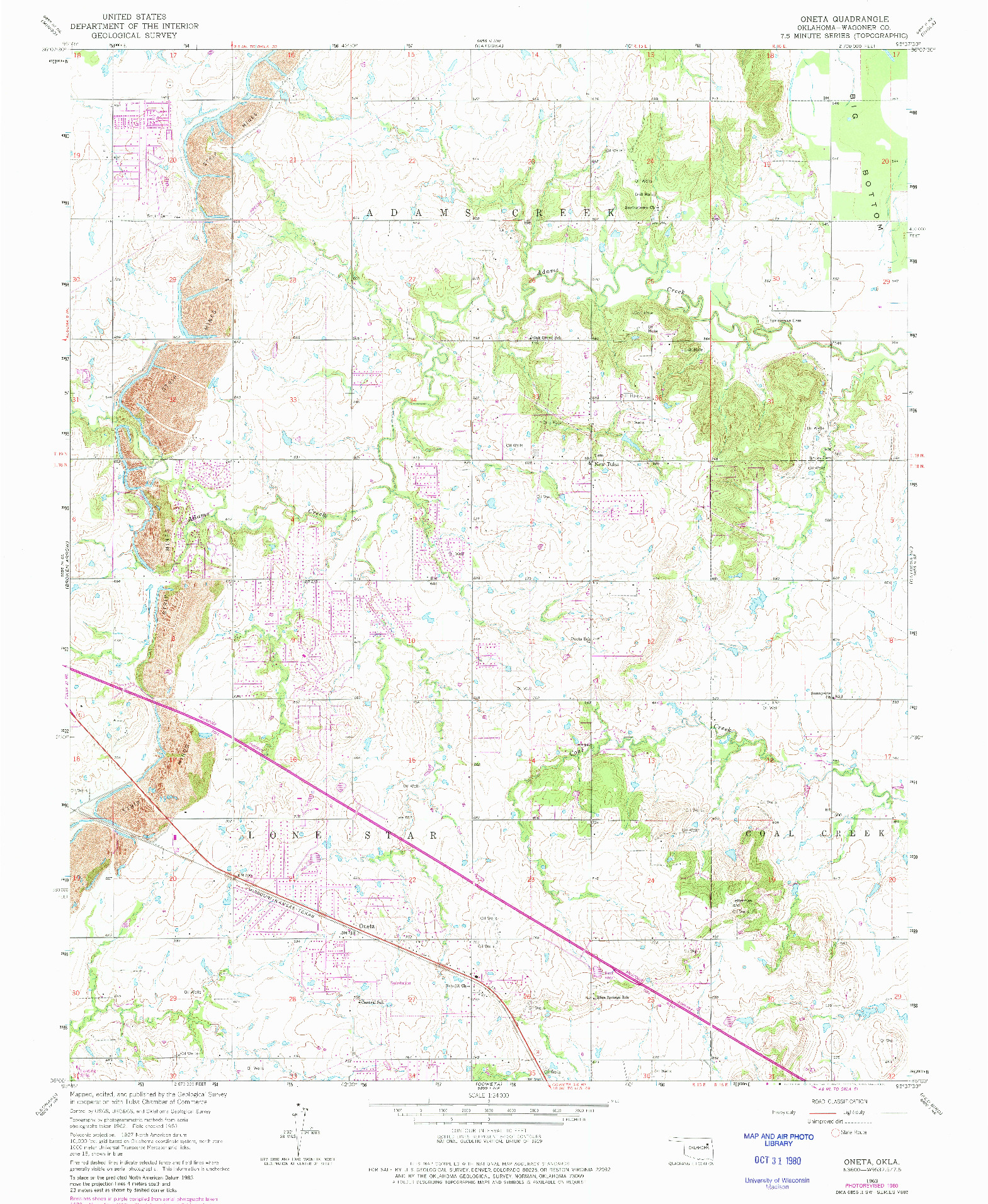 USGS 1:24000-SCALE QUADRANGLE FOR ONETA, OK 1963