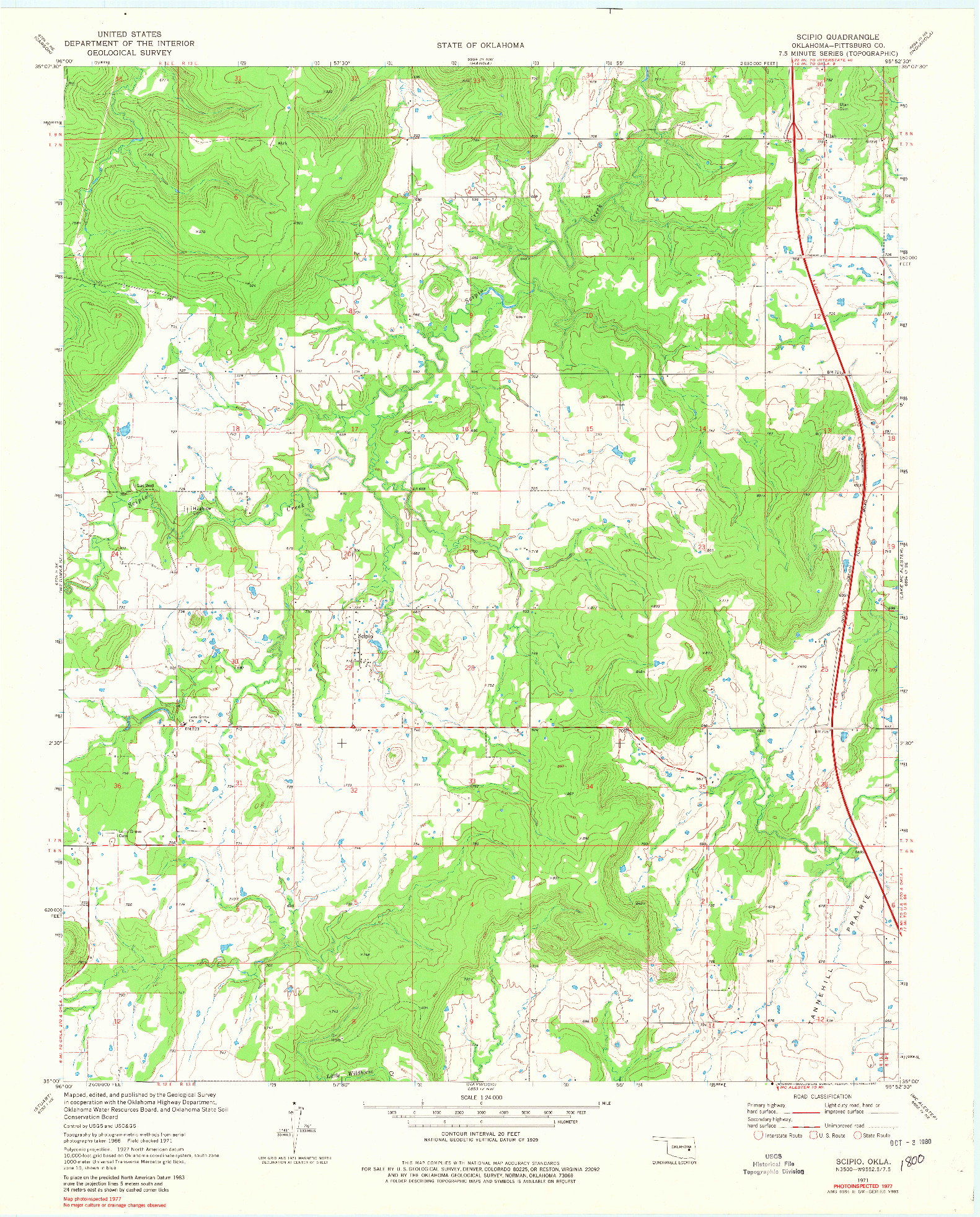 USGS 1:24000-SCALE QUADRANGLE FOR SCIPIO, OK 1971