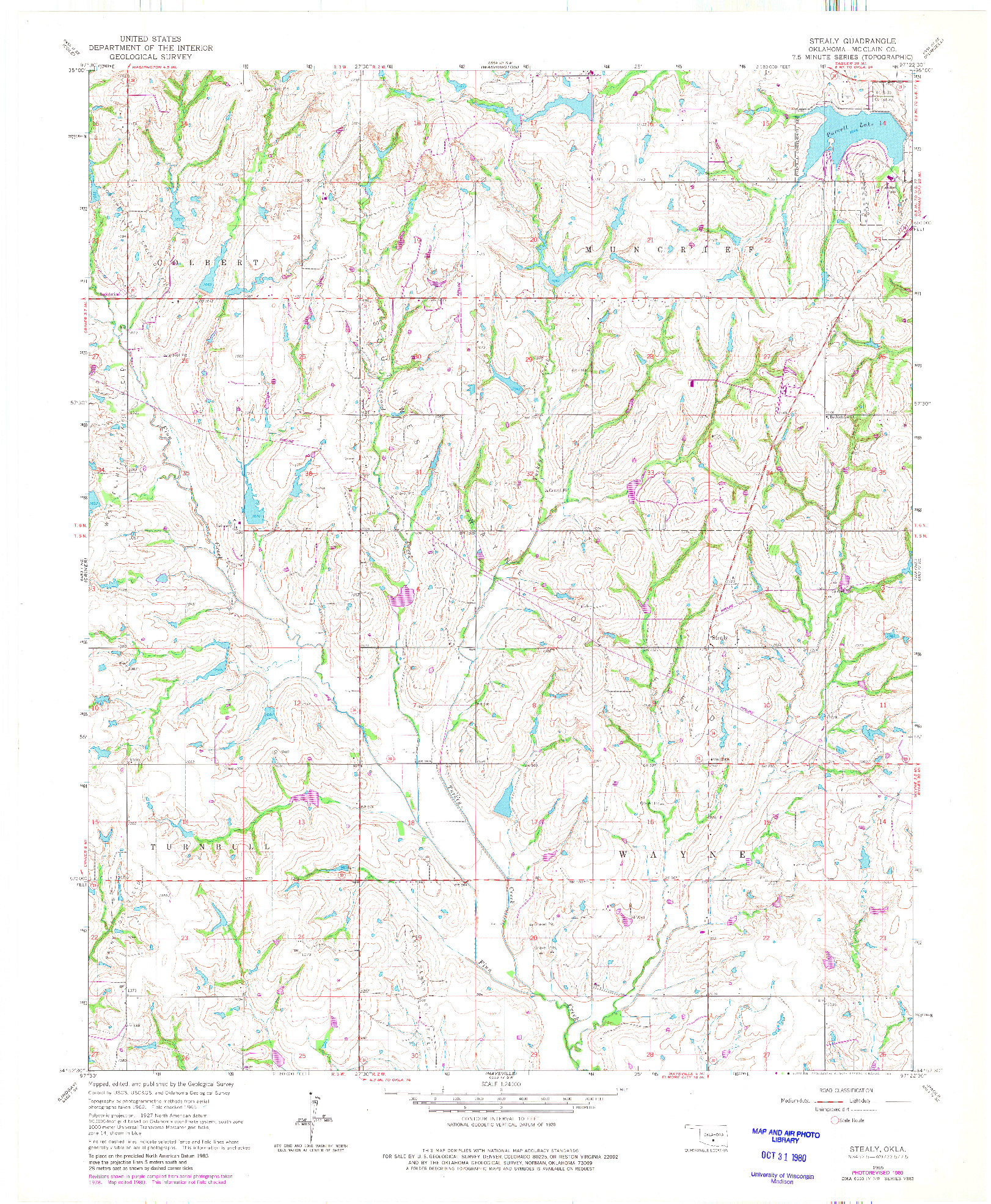 USGS 1:24000-SCALE QUADRANGLE FOR STEALY, OK 1965