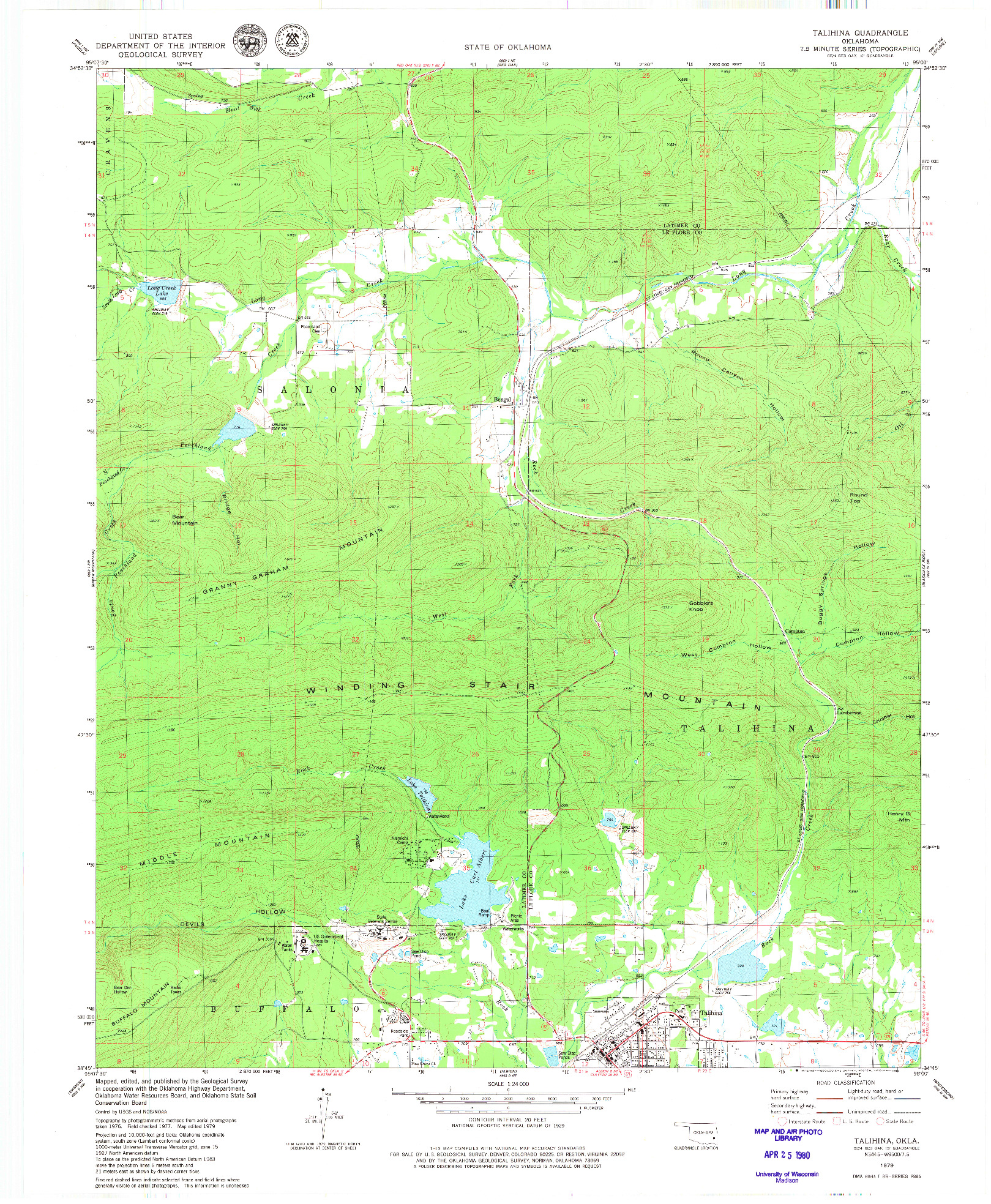 USGS 1:24000-SCALE QUADRANGLE FOR TALIHINA, OK 1979