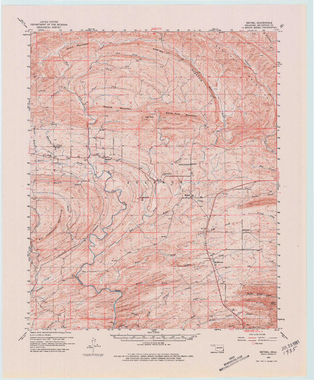 USGS 1:62500-SCALE QUADRANGLE FOR BETHEL, OK 1960