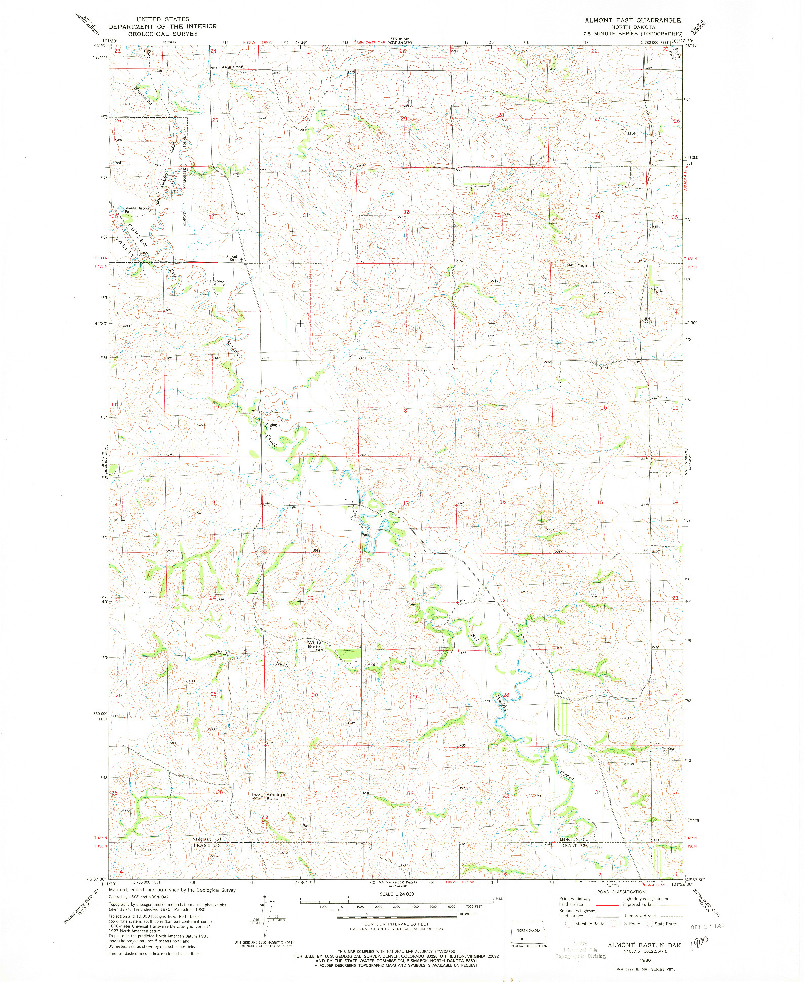 USGS 1:24000-SCALE QUADRANGLE FOR ALMONT EAST, ND 1980