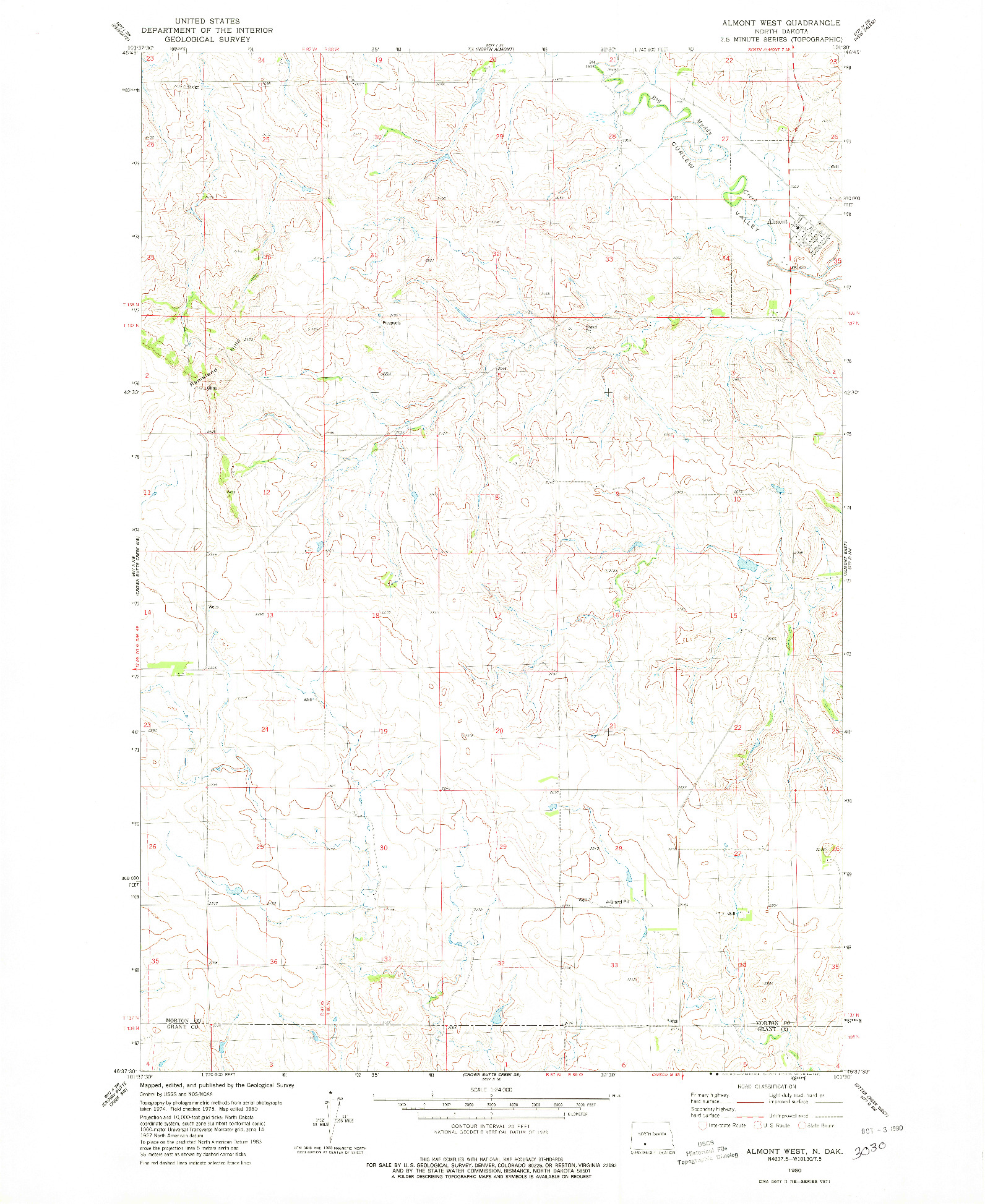 USGS 1:24000-SCALE QUADRANGLE FOR ALMONT WEST, ND 1980