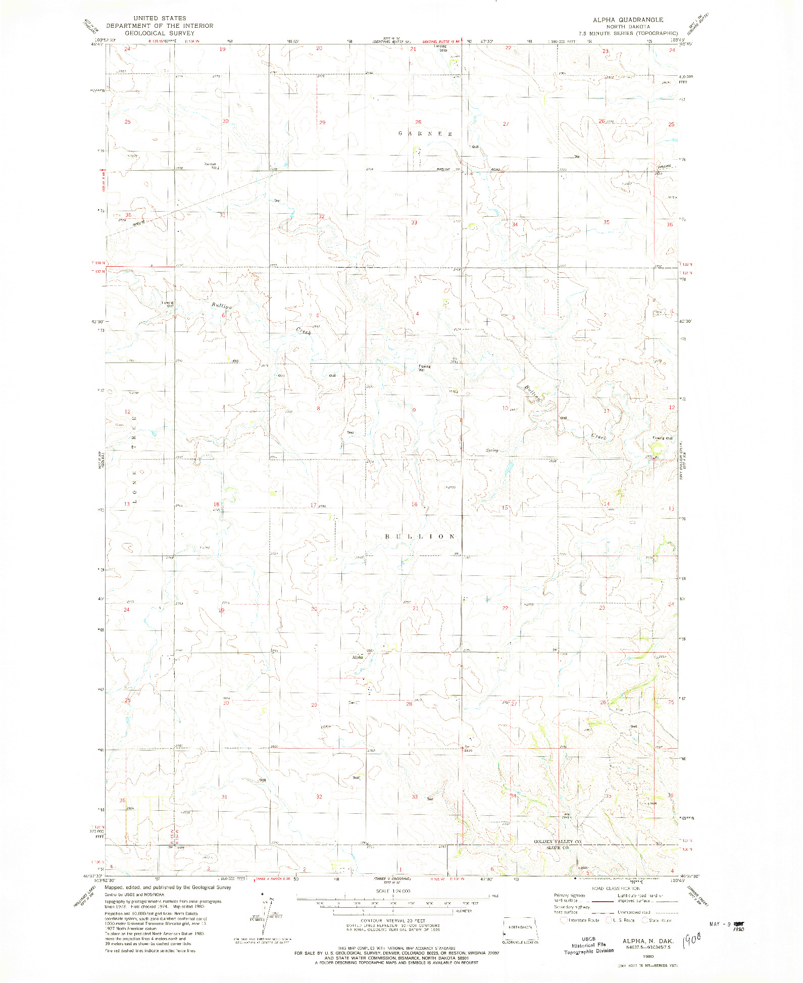 USGS 1:24000-SCALE QUADRANGLE FOR ALPHA, ND 1980