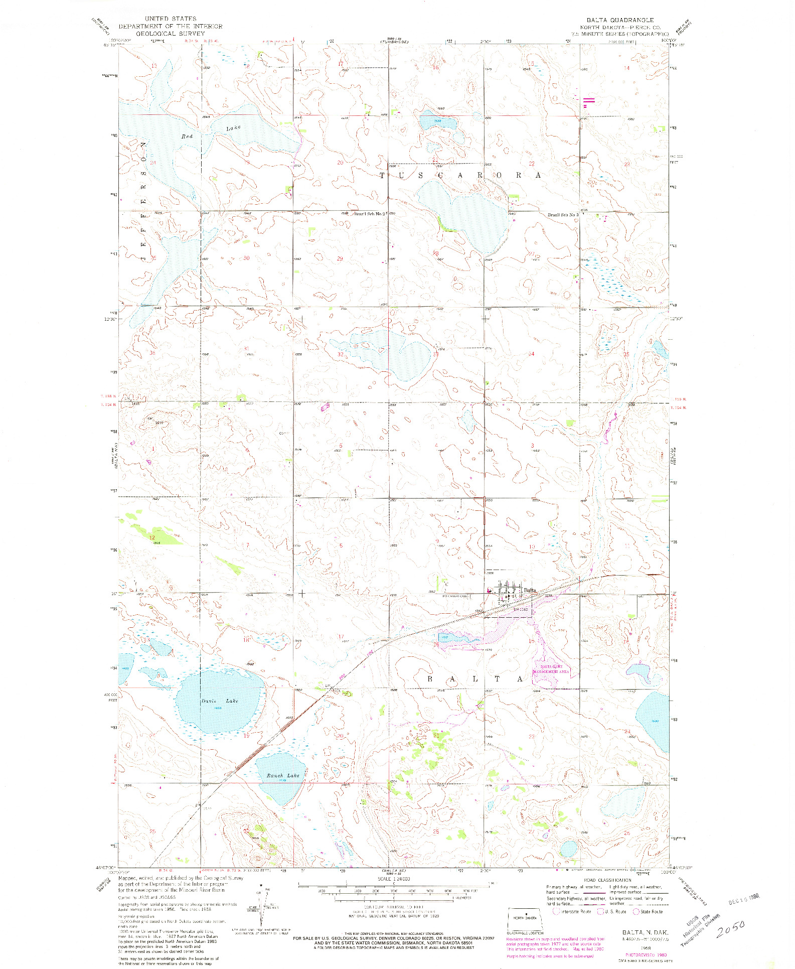 USGS 1:24000-SCALE QUADRANGLE FOR BALTA, ND 1958