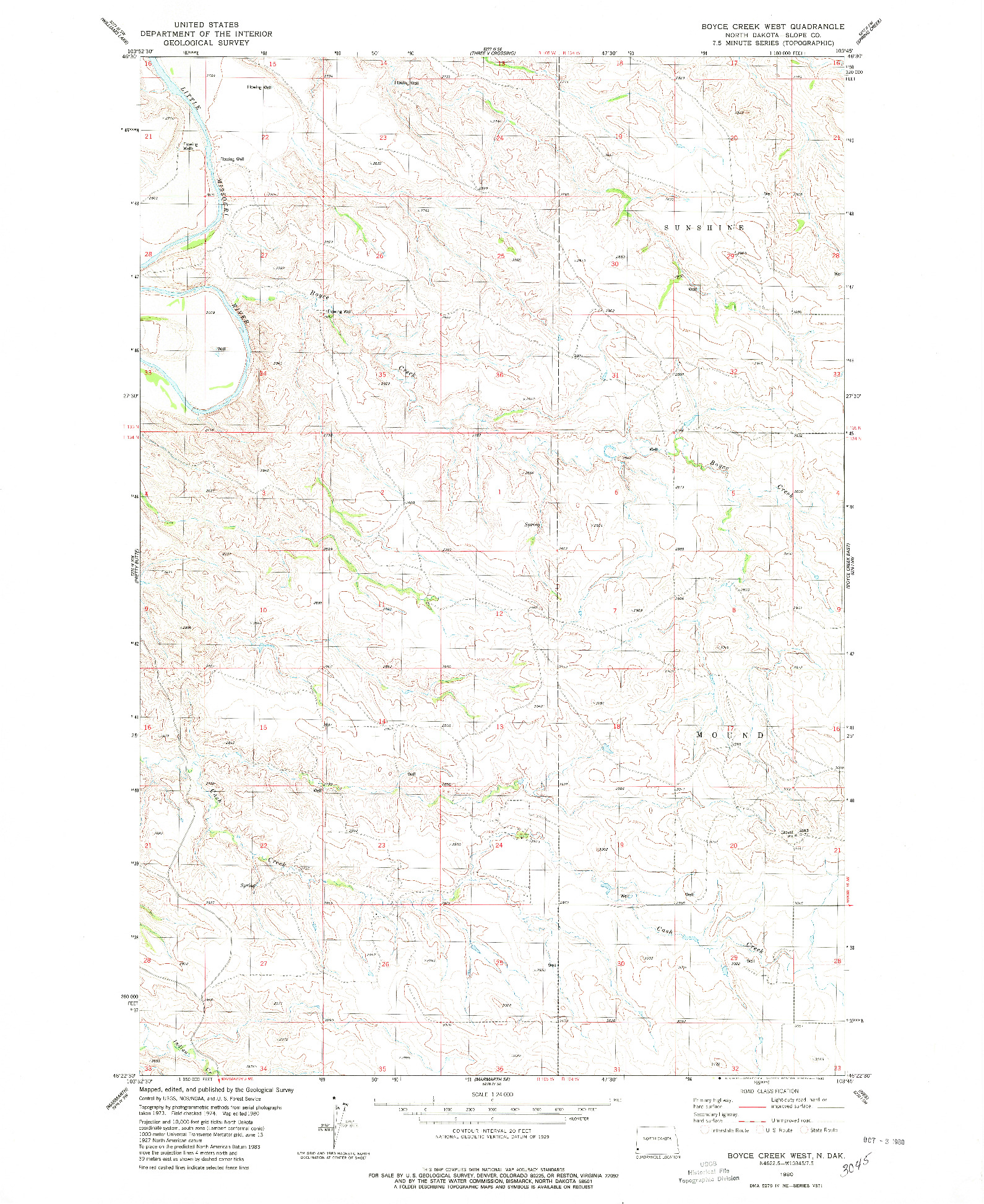 USGS 1:24000-SCALE QUADRANGLE FOR BOYCE CREEK WEST, ND 1980
