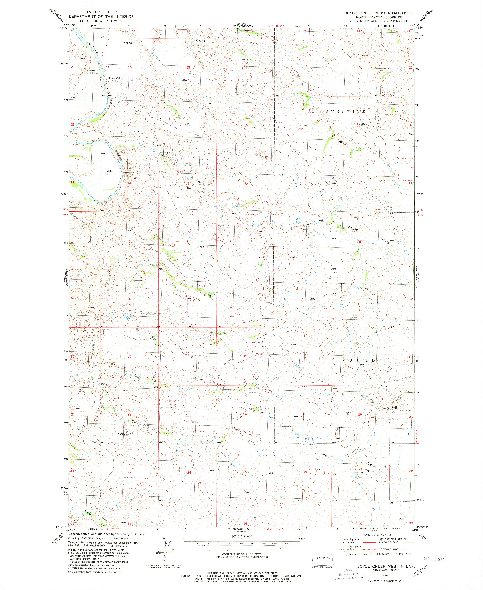 USGS 1:24000-SCALE QUADRANGLE FOR BOYCE CREEK WEST, ND 1980