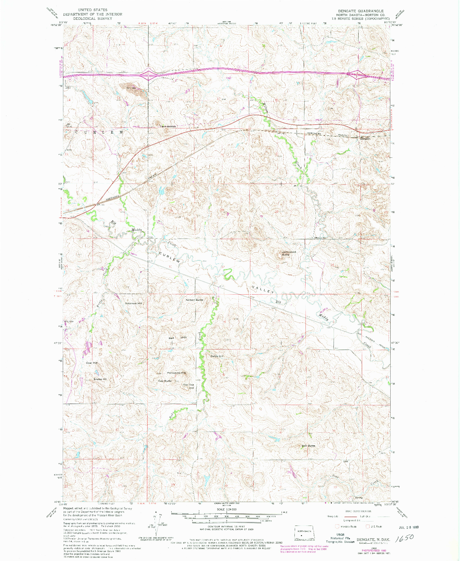 USGS 1:24000-SCALE QUADRANGLE FOR DENGATE, ND 1960