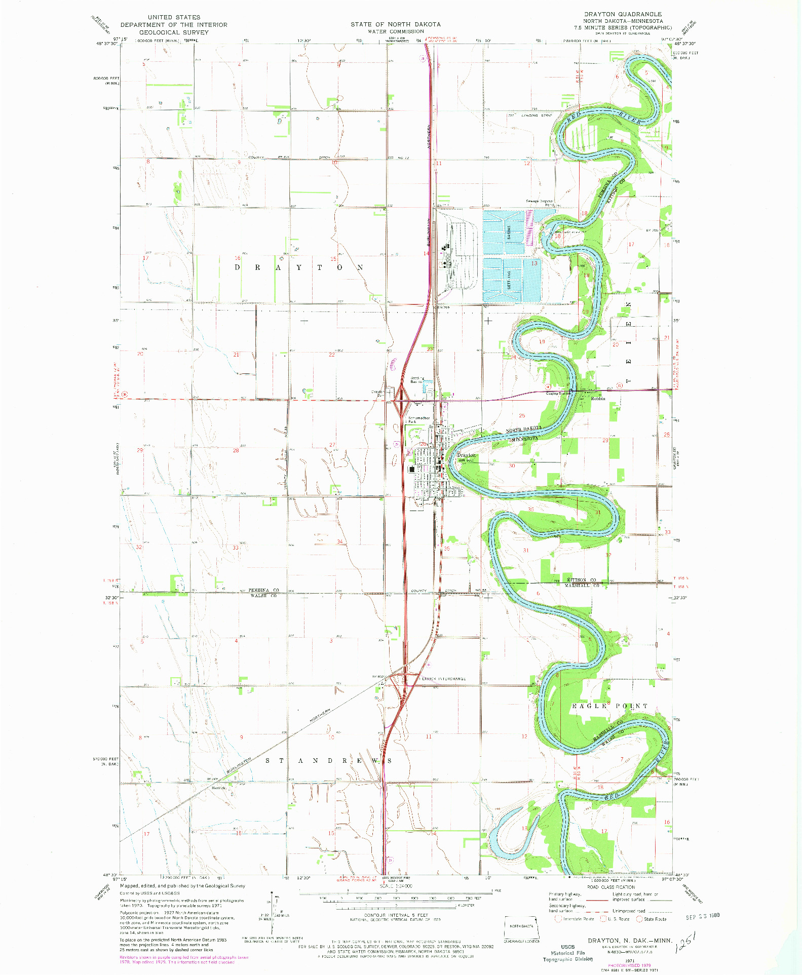 USGS 1:24000-SCALE QUADRANGLE FOR DRAYTON, ND 1971