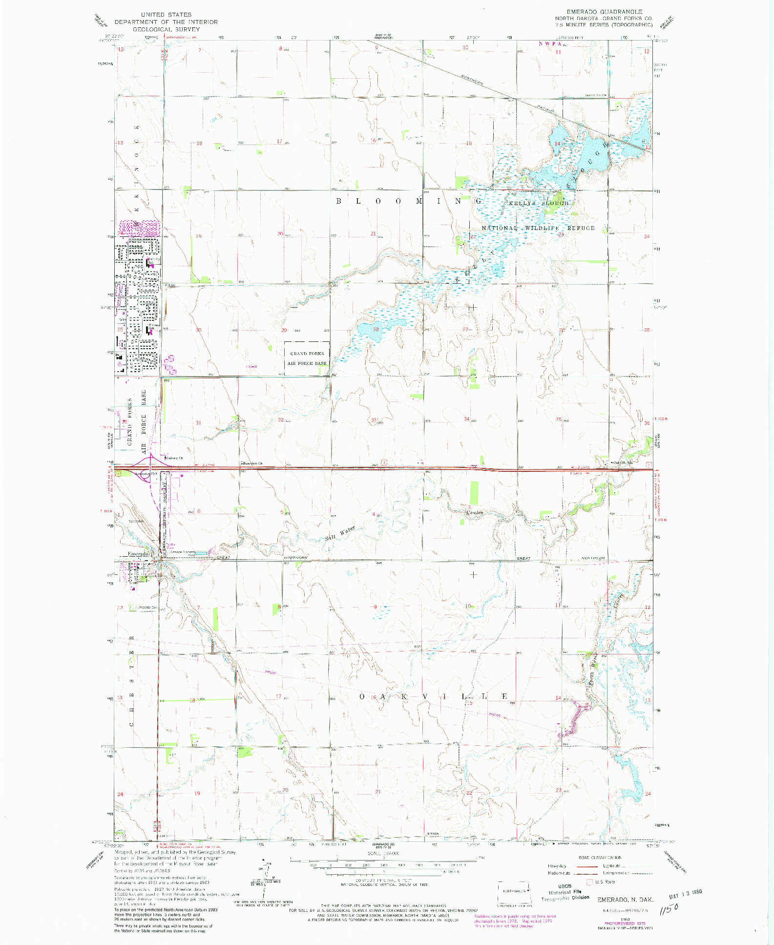 USGS 1:24000-SCALE QUADRANGLE FOR EMERADO, ND 1963