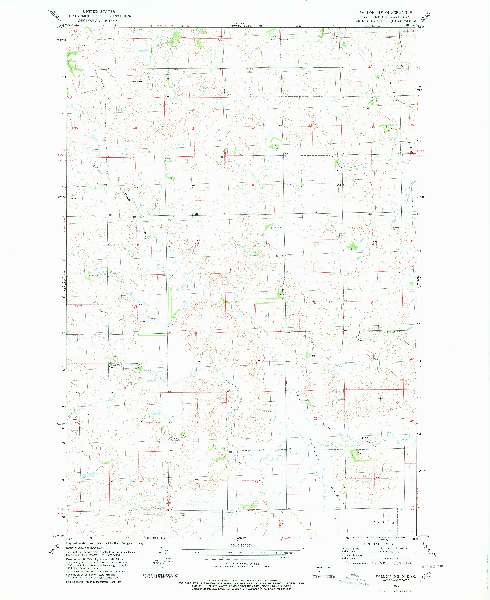 USGS 1:24000-SCALE QUADRANGLE FOR FALLON NE, ND 1980