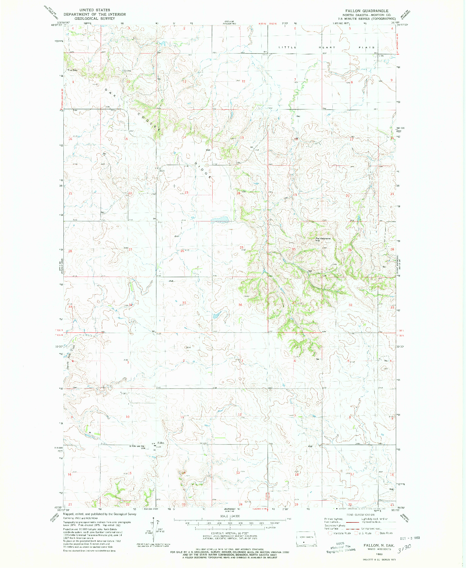 USGS 1:24000-SCALE QUADRANGLE FOR FALLON, ND 1980