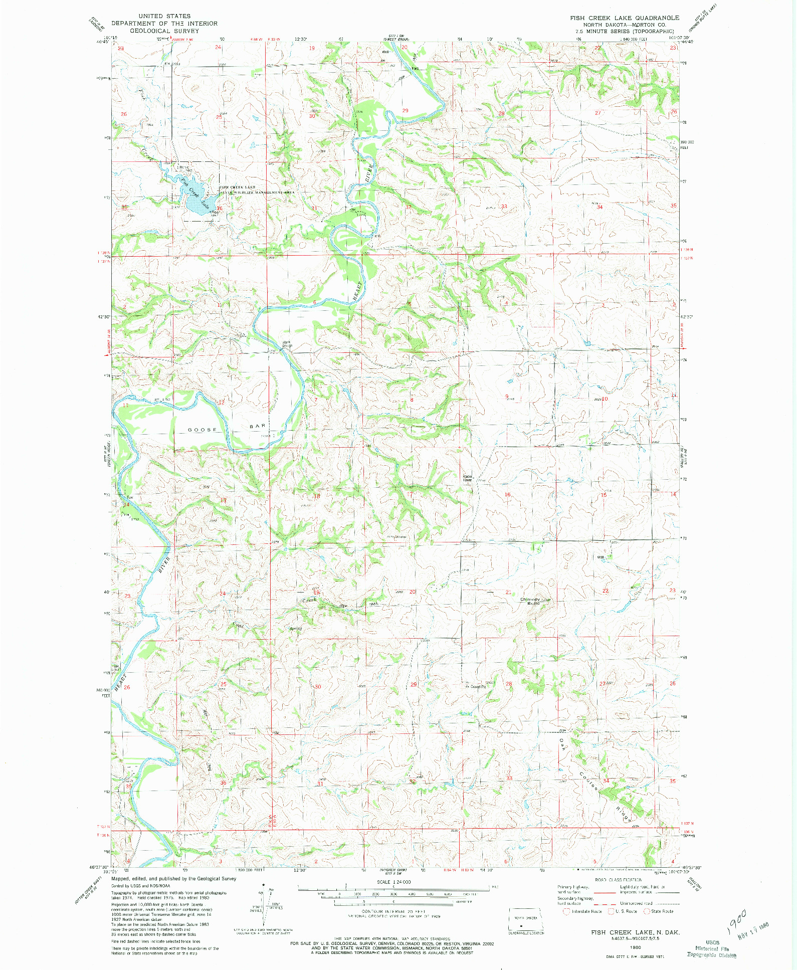 USGS 1:24000-SCALE QUADRANGLE FOR FISH CREEK LAKE, ND 1980