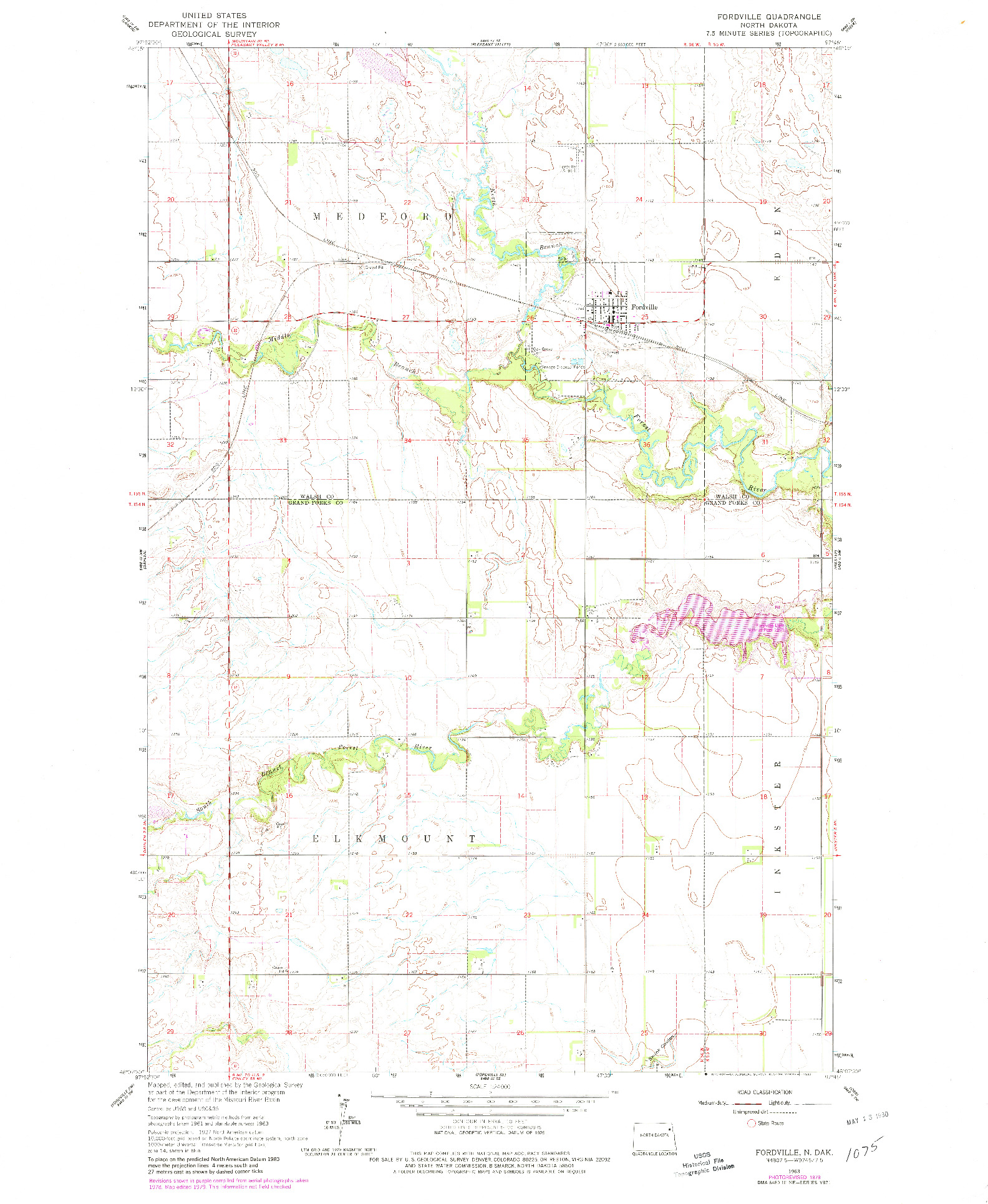 USGS 1:24000-SCALE QUADRANGLE FOR FORDVILLE, ND 1963