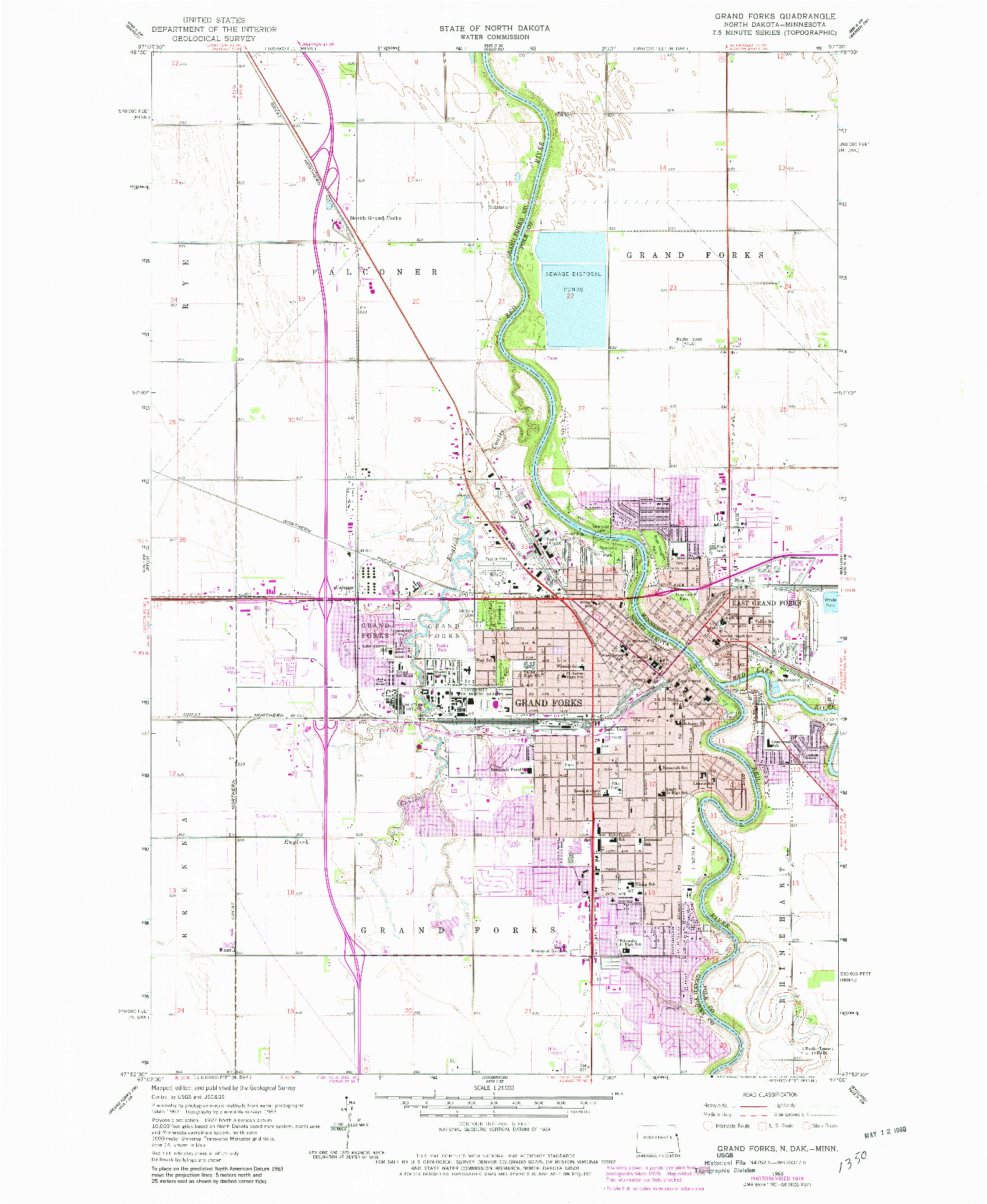 USGS 1:24000-SCALE QUADRANGLE FOR GRAND FORKS, ND 1963