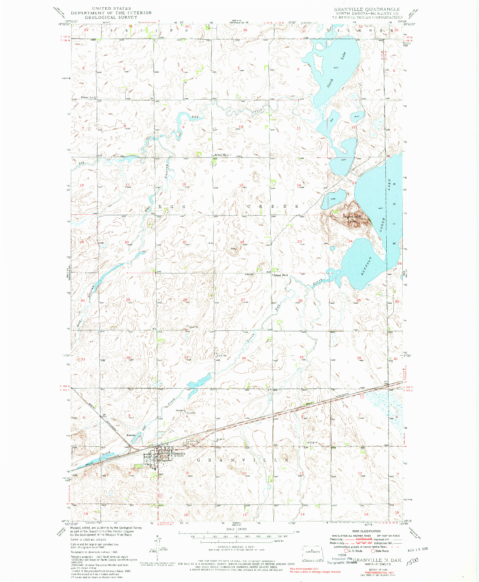 USGS 1:24000-SCALE QUADRANGLE FOR GRANVILLE, ND 1949