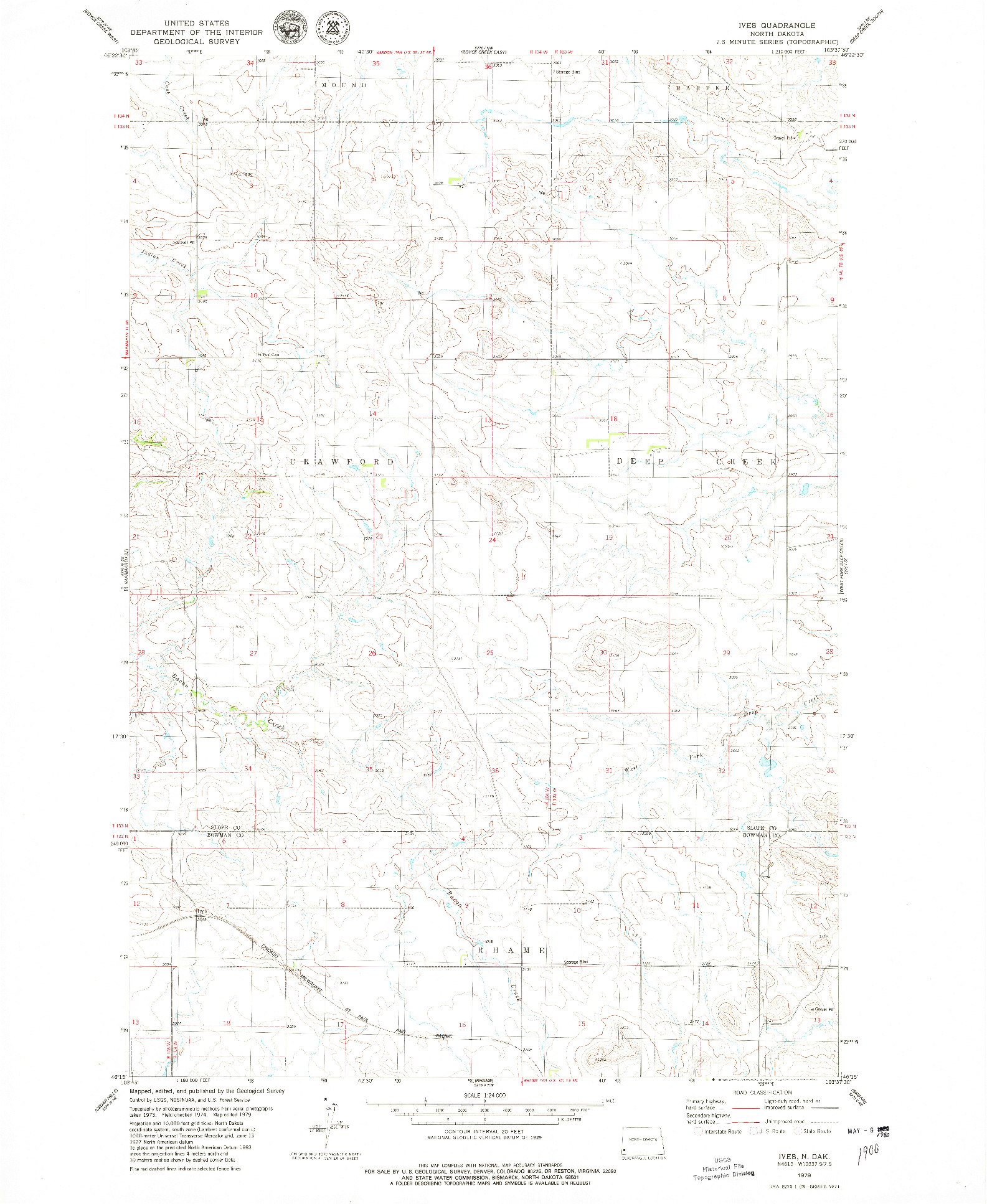 USGS 1:24000-SCALE QUADRANGLE FOR IVES, ND 1979