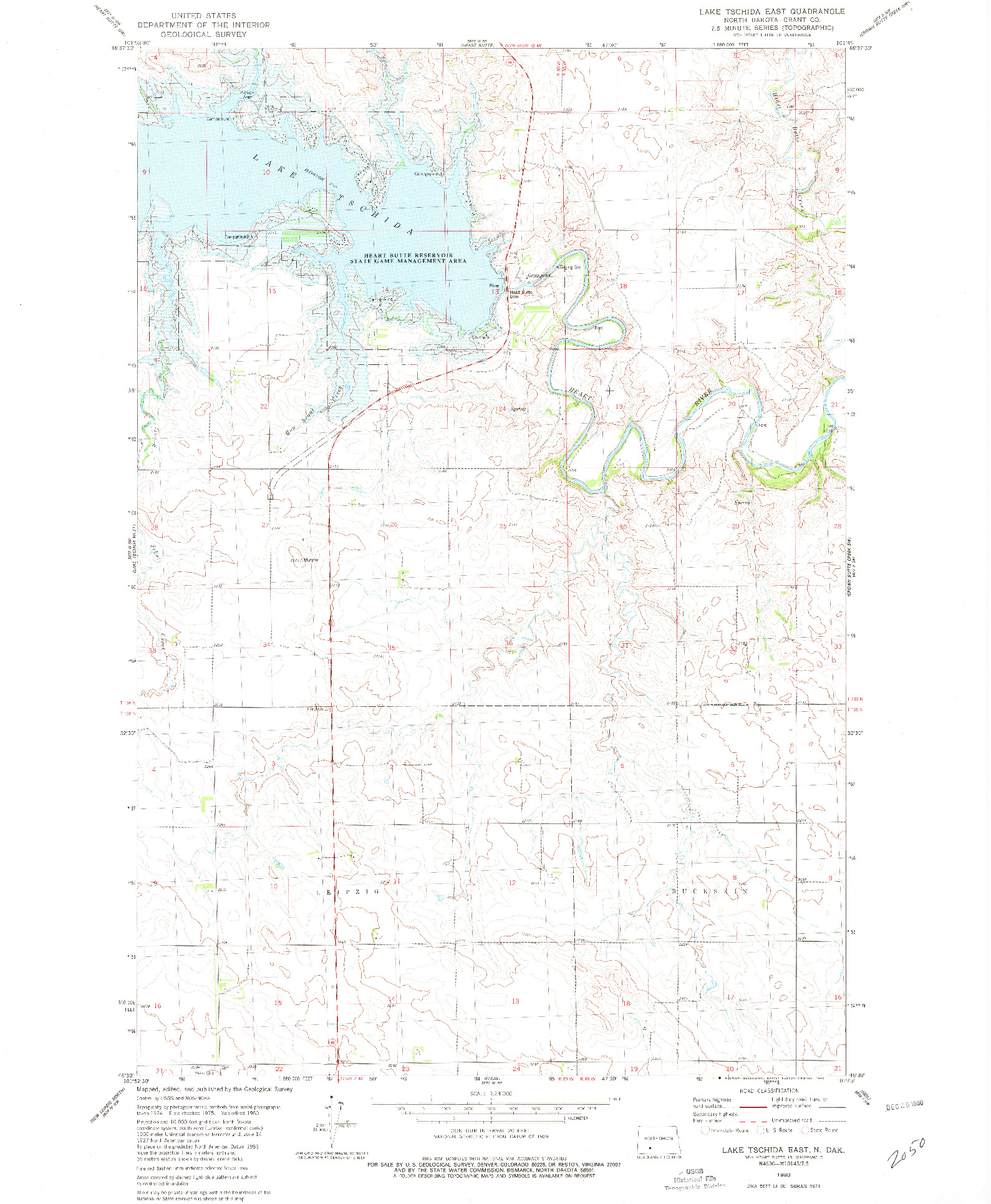 USGS 1:24000-SCALE QUADRANGLE FOR LAKE TSCHIDA EAST, ND 1980