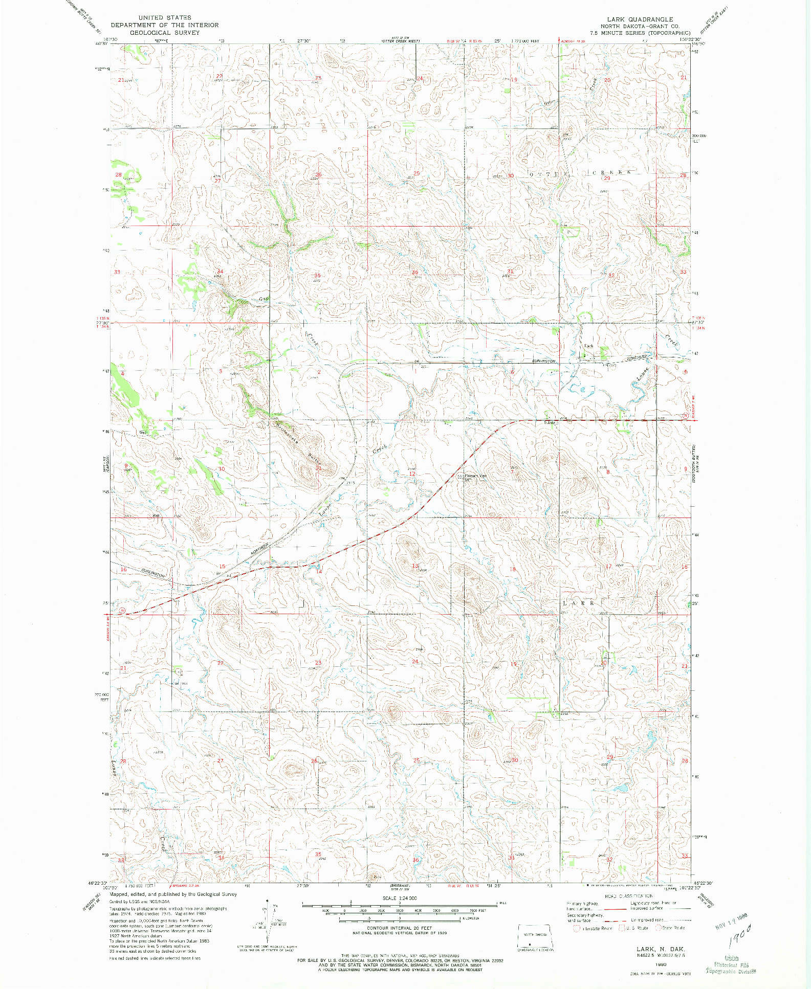 USGS 1:24000-SCALE QUADRANGLE FOR LARK, ND 1980