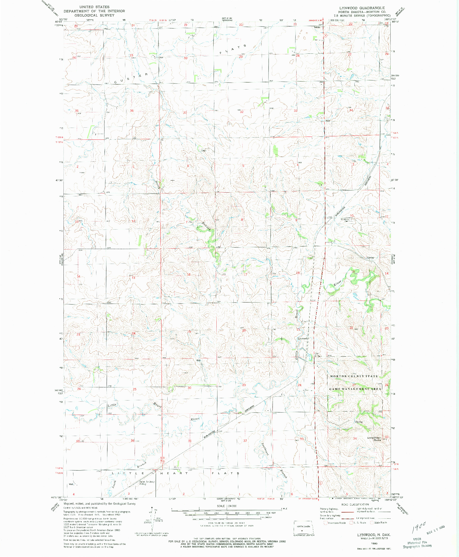 USGS 1:24000-SCALE QUADRANGLE FOR LYNWOOD, ND 1980