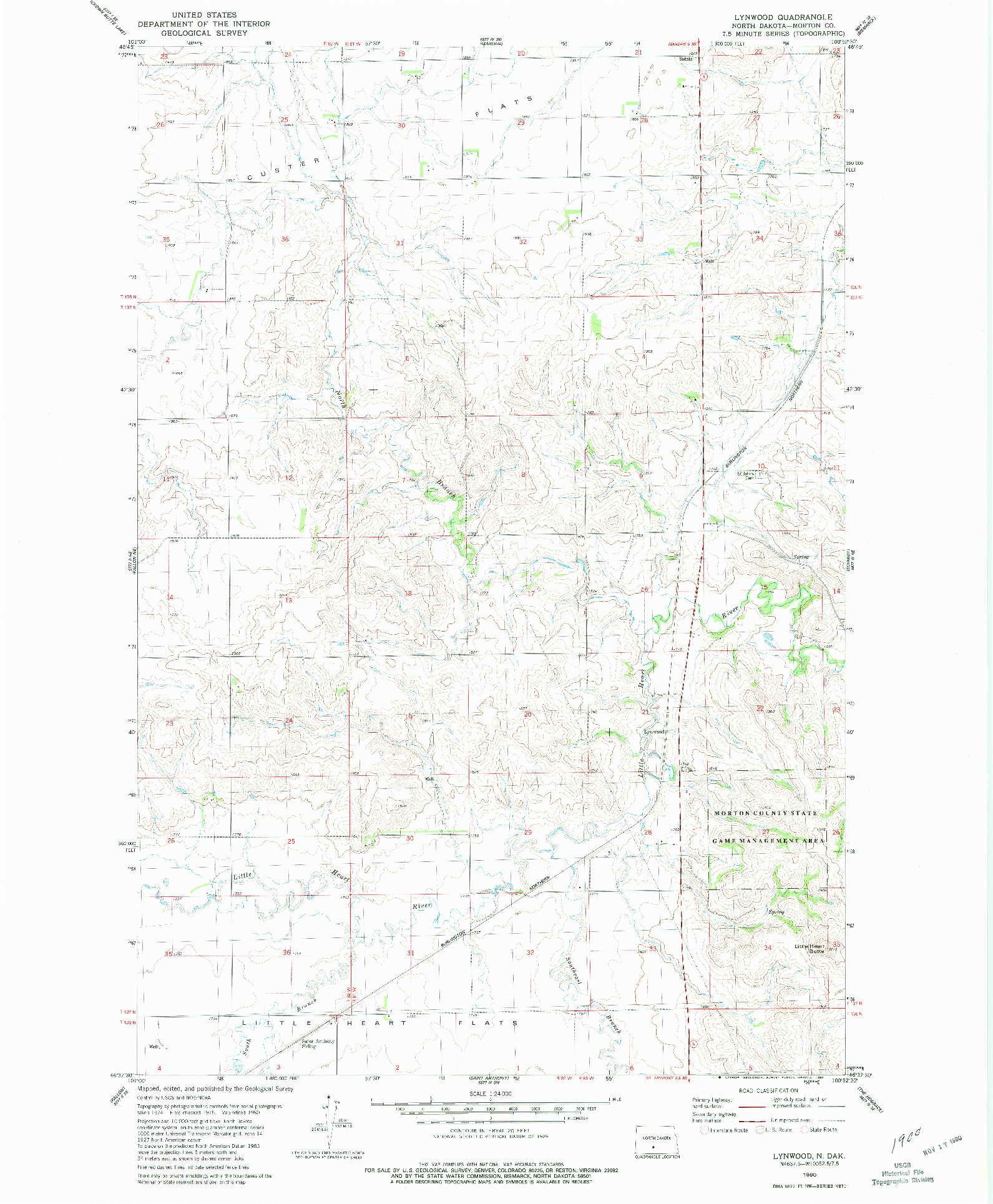 USGS 1:24000-SCALE QUADRANGLE FOR LYNWOOD, ND 1980