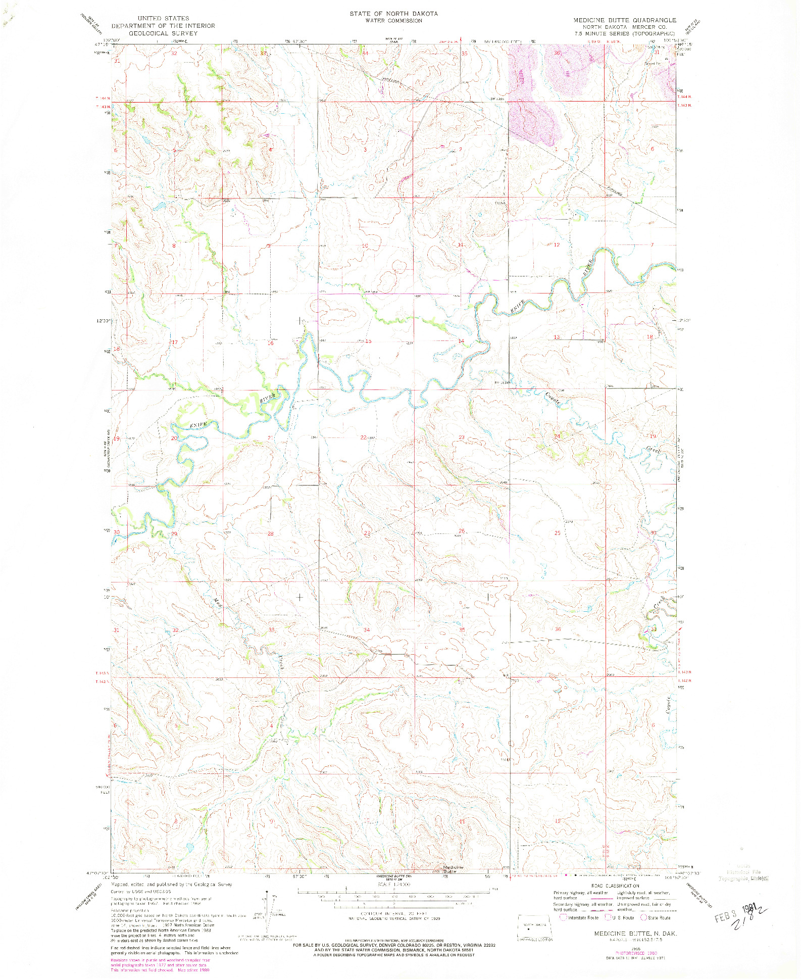 USGS 1:24000-SCALE QUADRANGLE FOR MEDICINE BUTTE, ND 1968