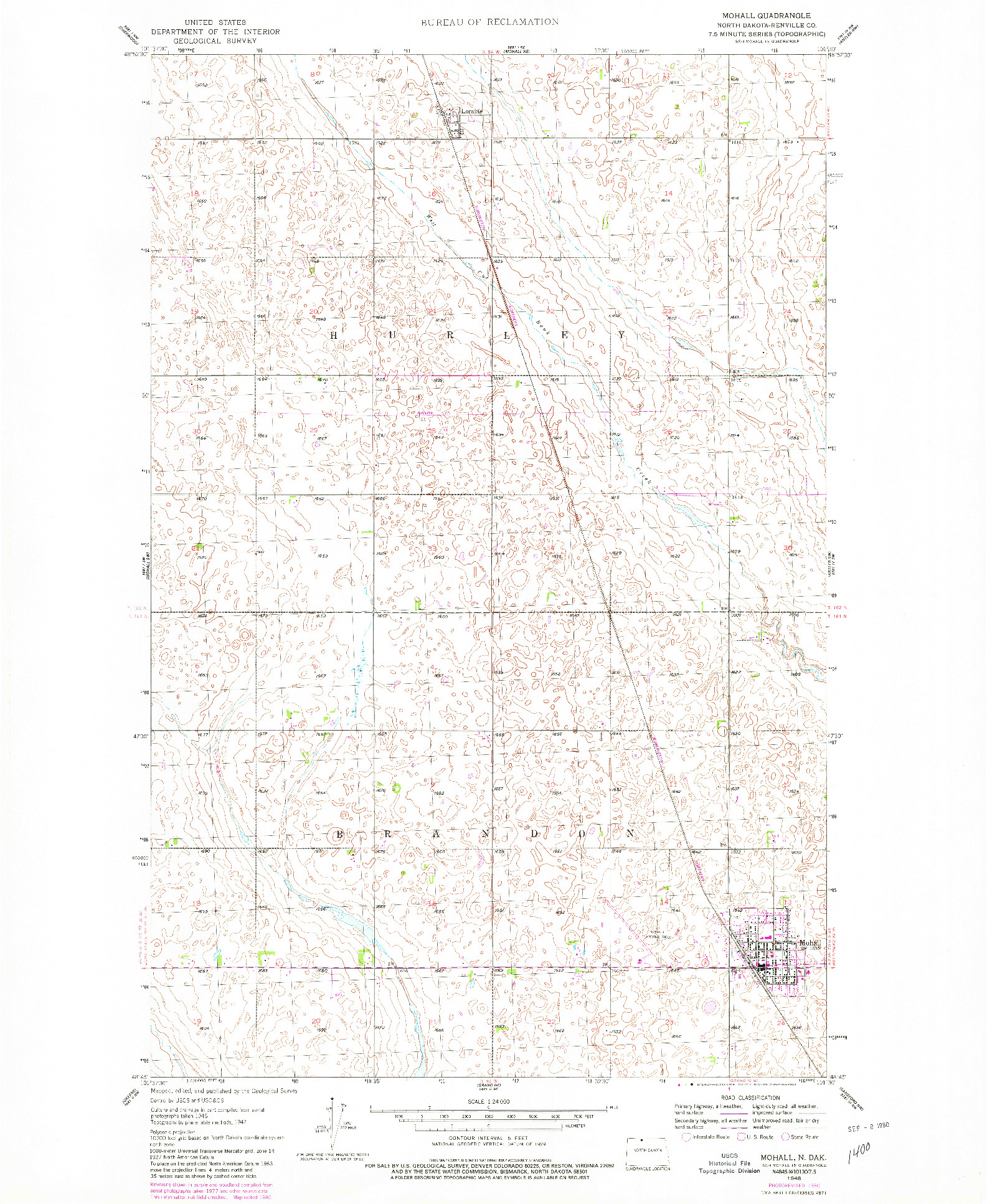 USGS 1:24000-SCALE QUADRANGLE FOR MOHALL, ND 1948