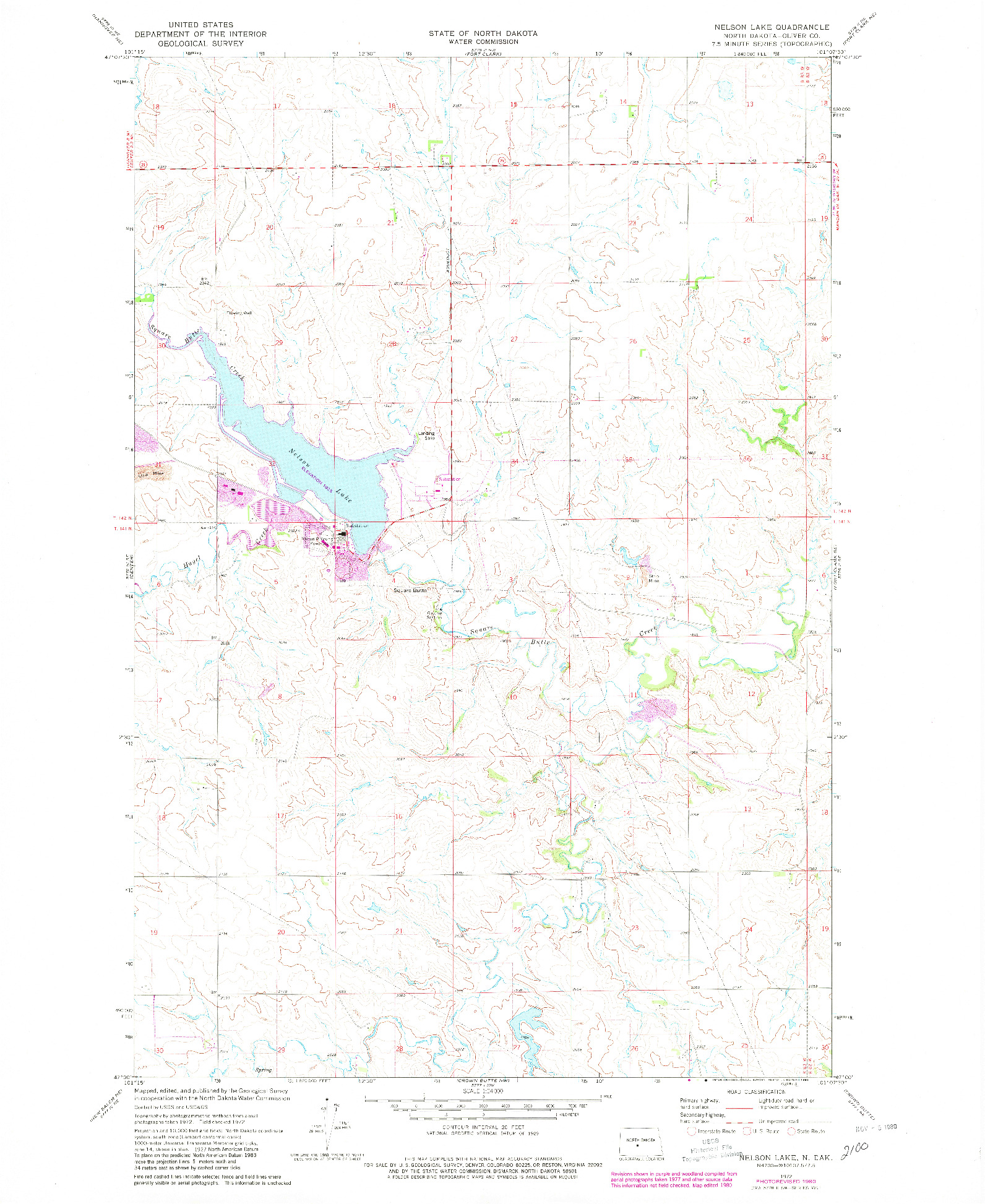 USGS 1:24000-SCALE QUADRANGLE FOR NELSON LAKE, ND 1972