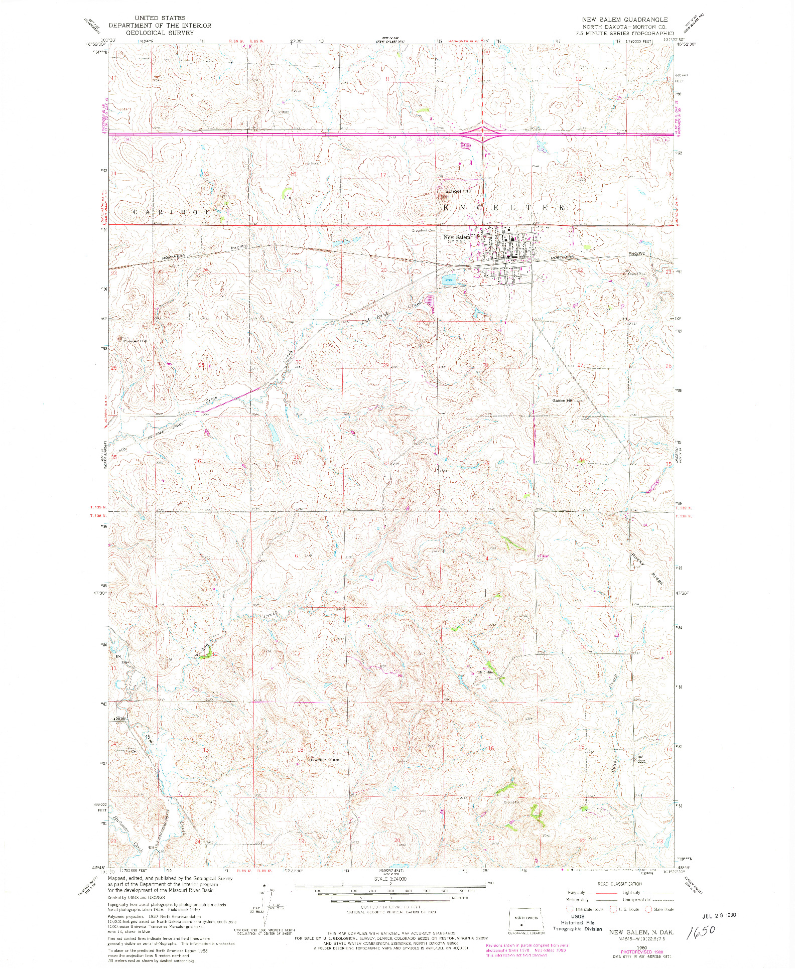 USGS 1:24000-SCALE QUADRANGLE FOR NEW SALEM, ND 1960