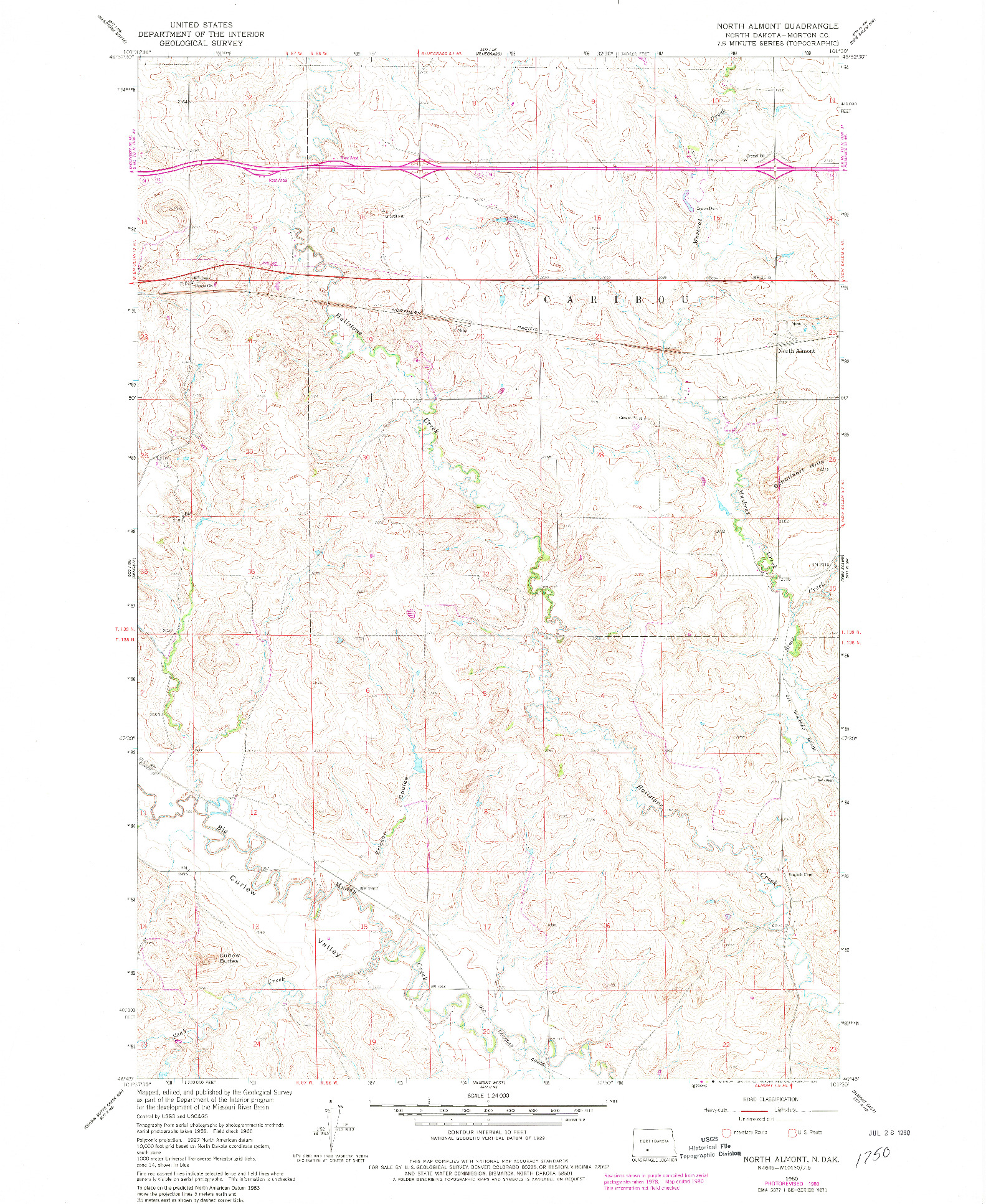 USGS 1:24000-SCALE QUADRANGLE FOR NORTH ALMONT, ND 1980