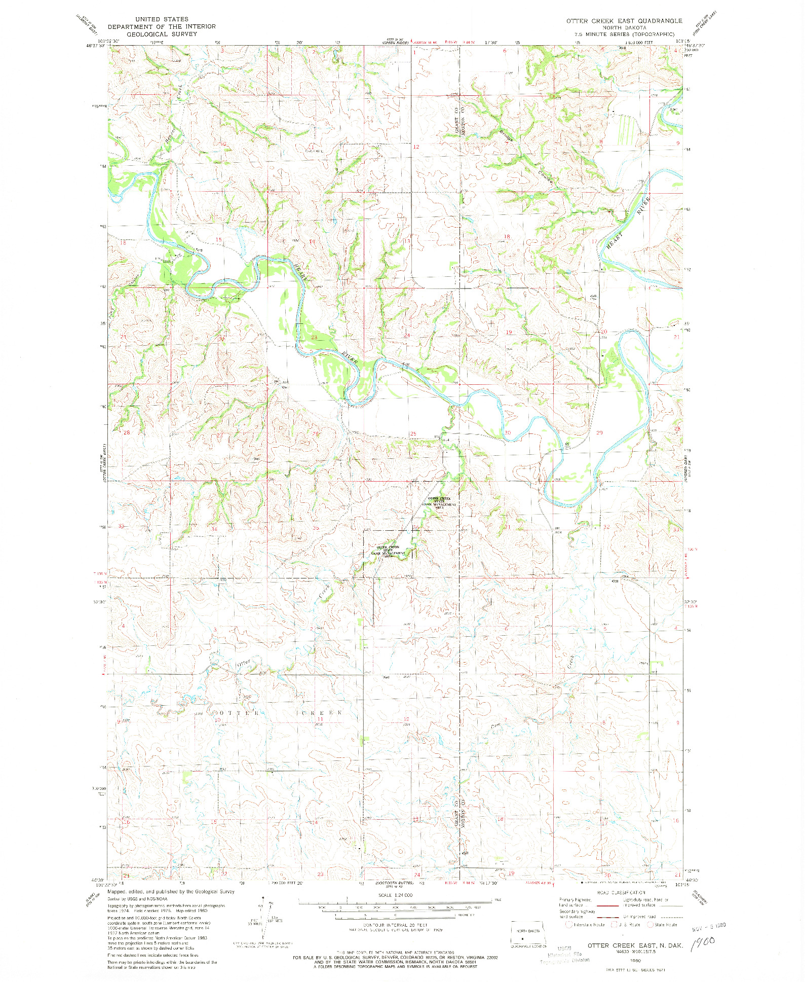 USGS 1:24000-SCALE QUADRANGLE FOR OTTER CREEK EAST, ND 1980