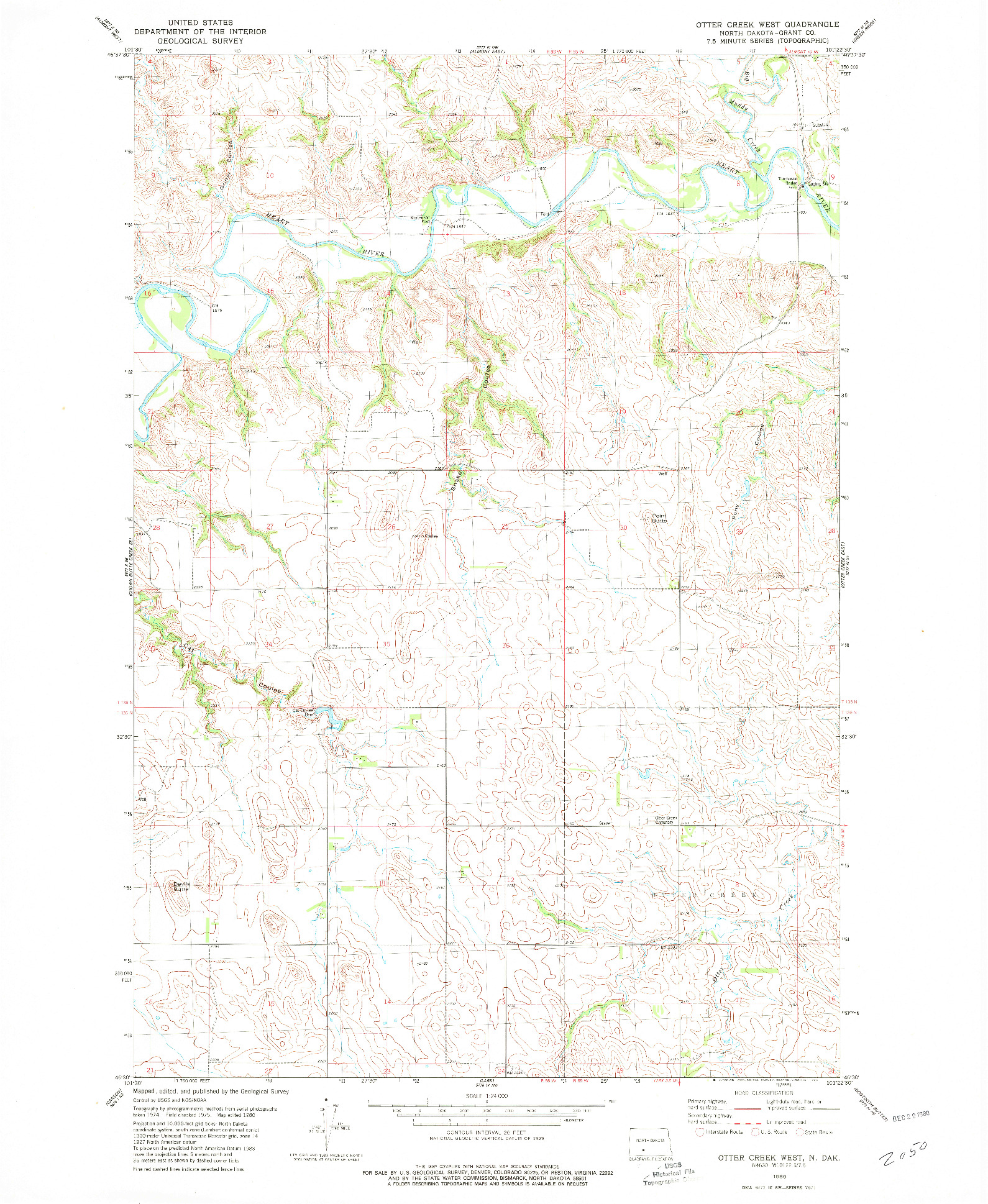 USGS 1:24000-SCALE QUADRANGLE FOR OTTER CREEK WEST, ND 1980