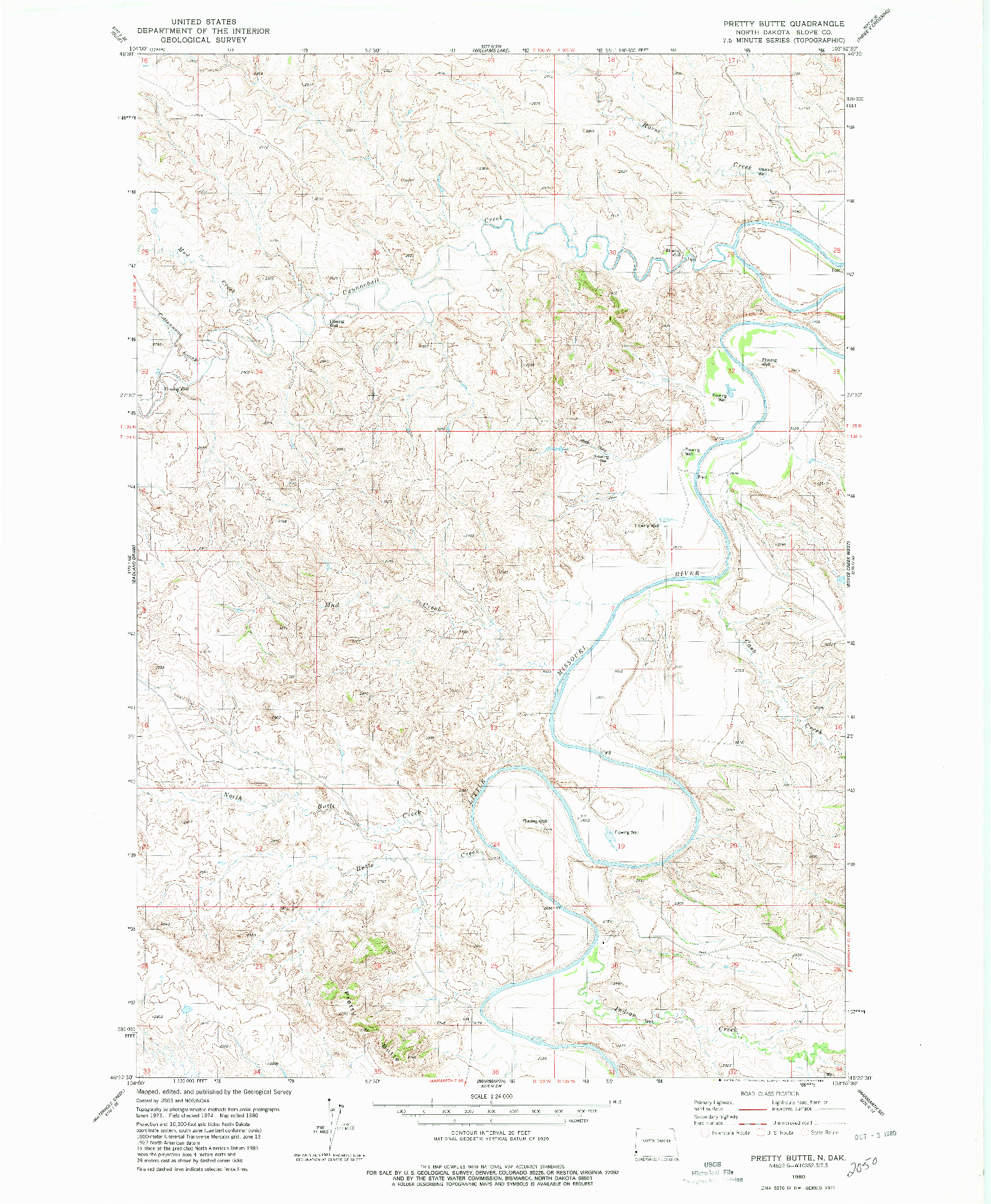 USGS 1:24000-SCALE QUADRANGLE FOR PRETTY BUTTE, ND 1980