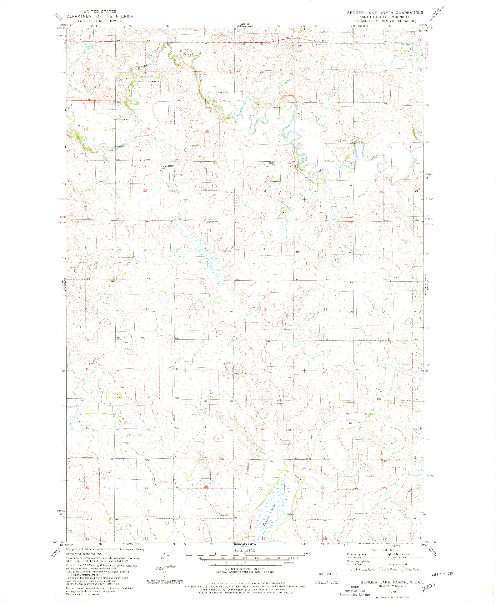 USGS 1:24000-SCALE QUADRANGLE FOR SENGER LAKE NORTH, ND 1979