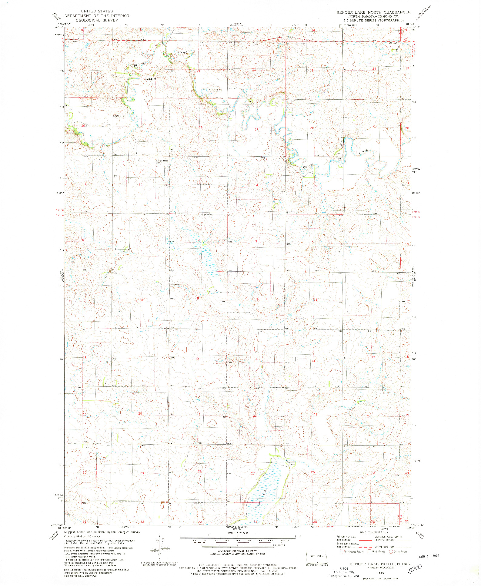 USGS 1:24000-SCALE QUADRANGLE FOR SENGER LAKE NORTH, ND 1979