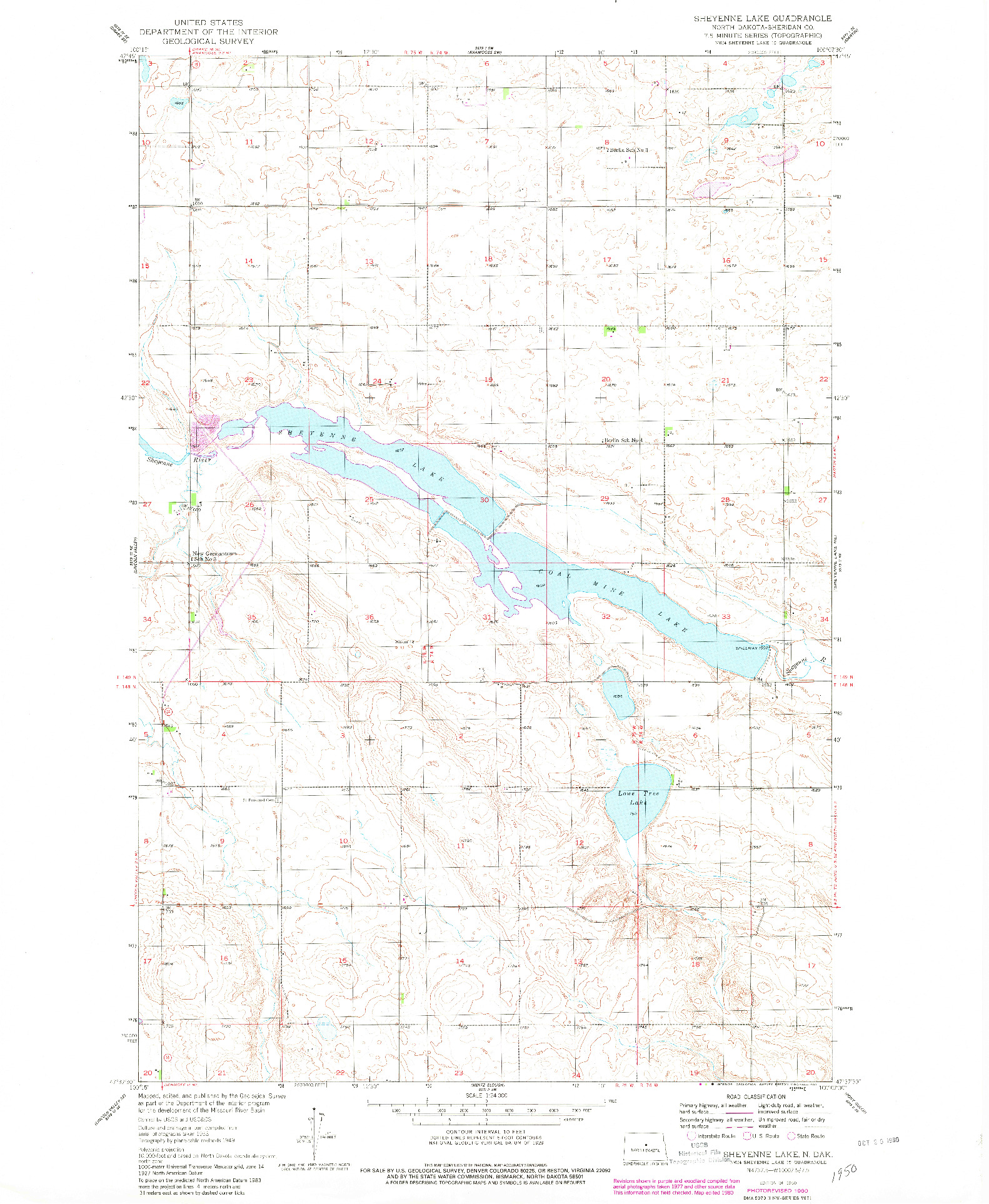 USGS 1:24000-SCALE QUADRANGLE FOR SHEYENNE LAKE, ND 1950