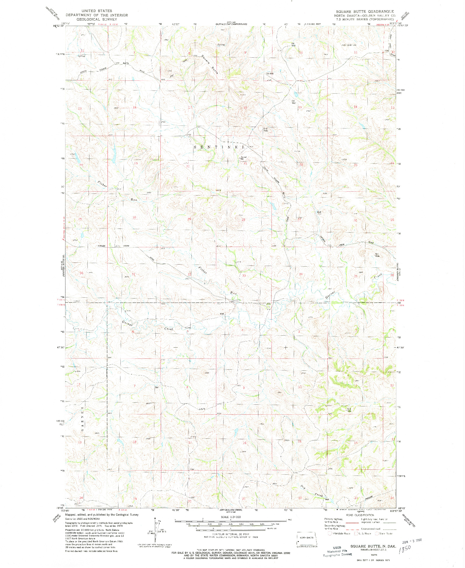 USGS 1:24000-SCALE QUADRANGLE FOR SQUARE BUTTE, ND 1979