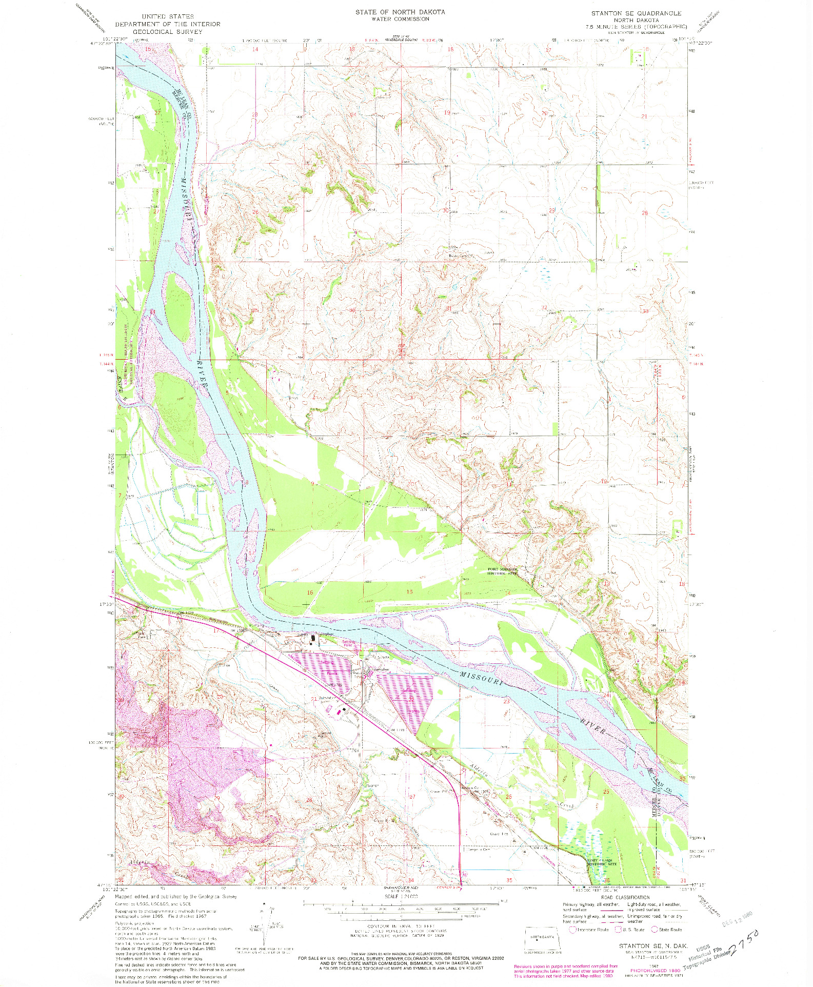 USGS 1:24000-SCALE QUADRANGLE FOR STANTON SE, ND 1967