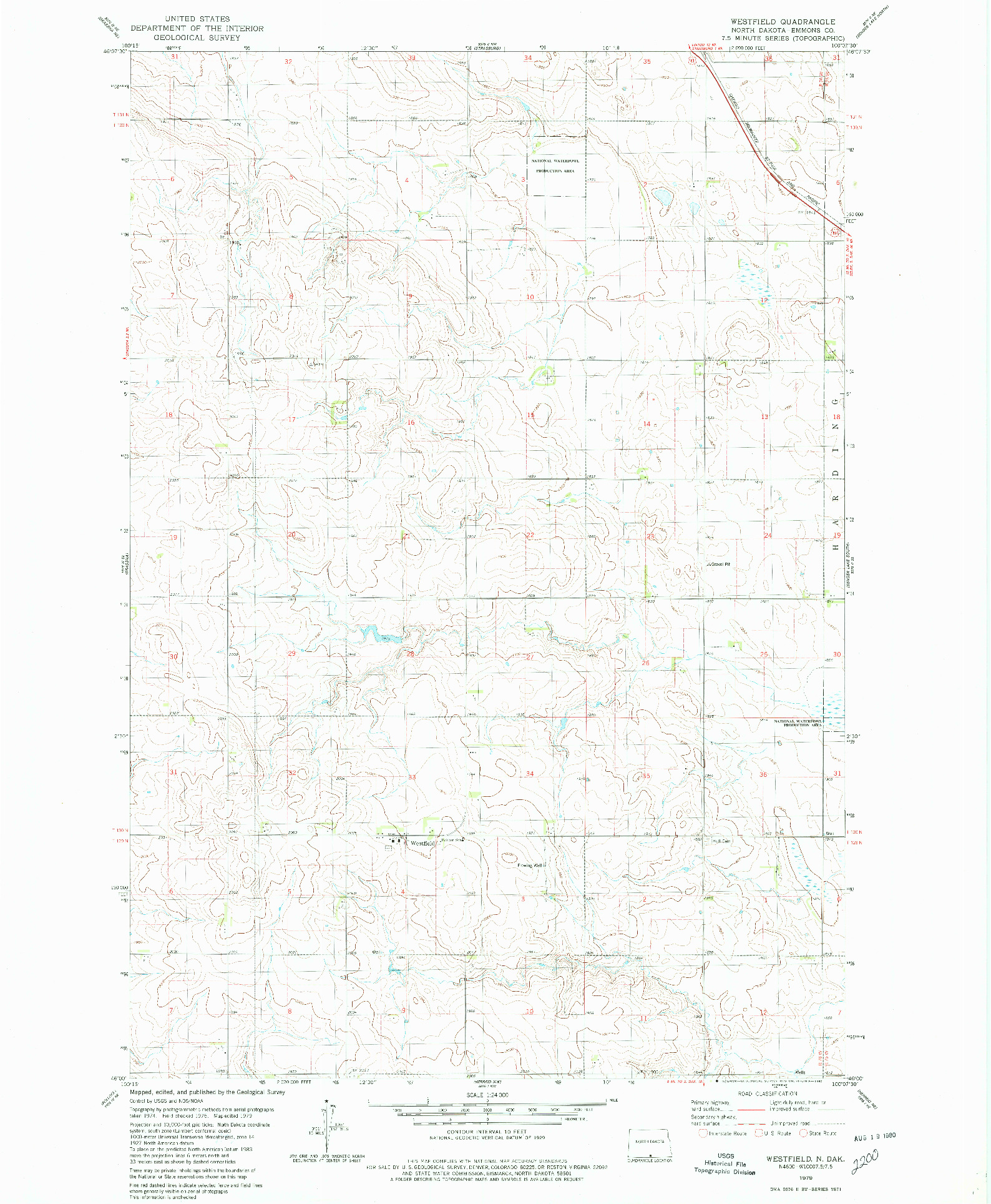 USGS 1:24000-SCALE QUADRANGLE FOR WESTFIELD, ND 1979