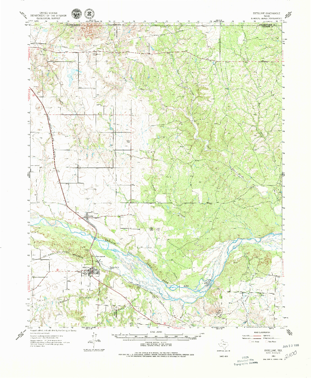 USGS 1:62500-SCALE QUADRANGLE FOR ESTELLINE, TX 1961