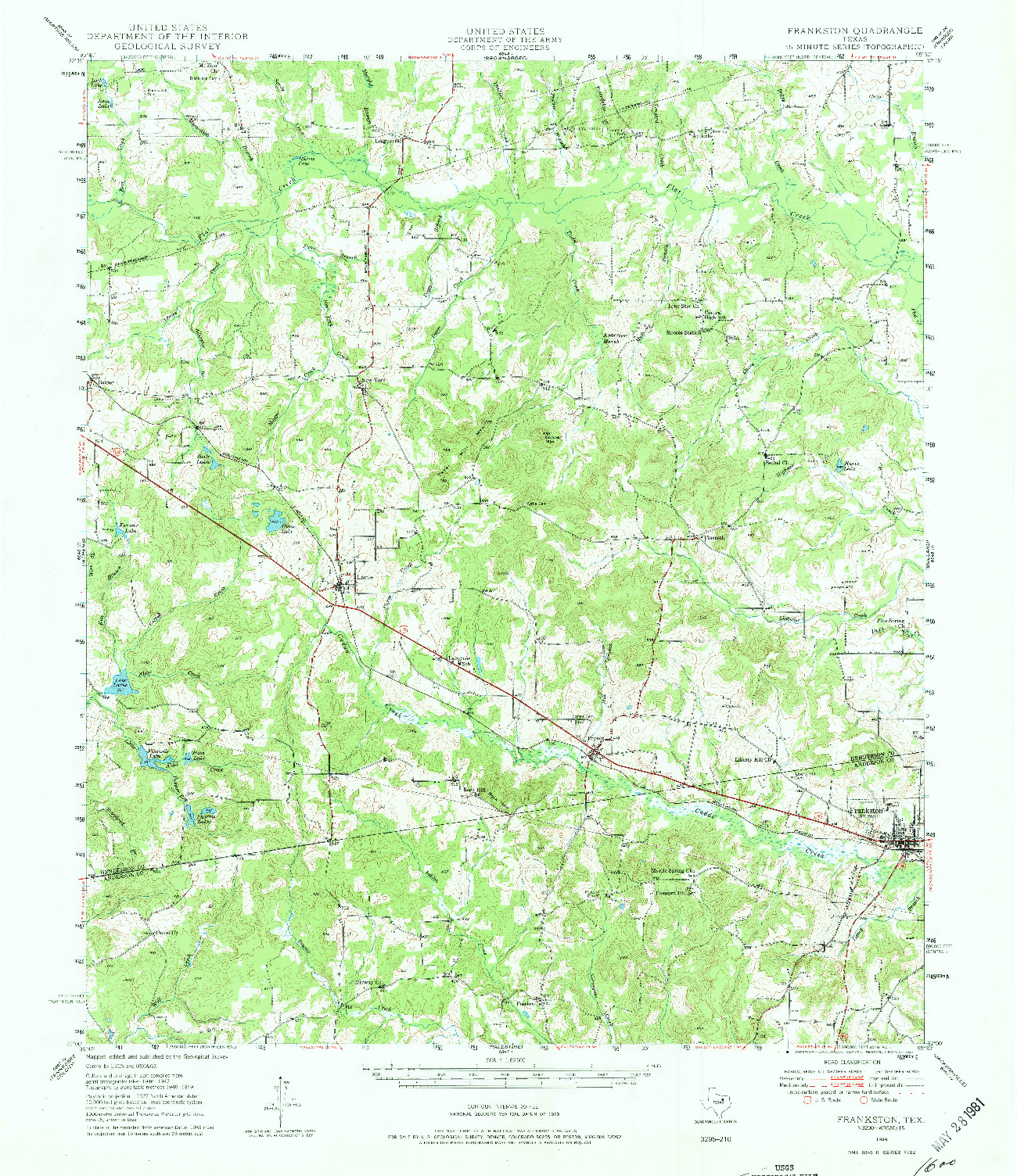 USGS 1:62500-SCALE QUADRANGLE FOR FRANKSTON, TX 1949