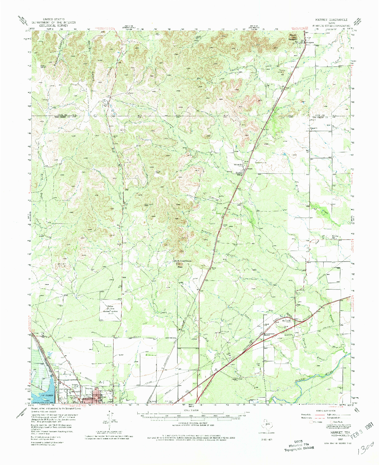 USGS 1:62500-SCALE QUADRANGLE FOR HARRIET, TX 1957