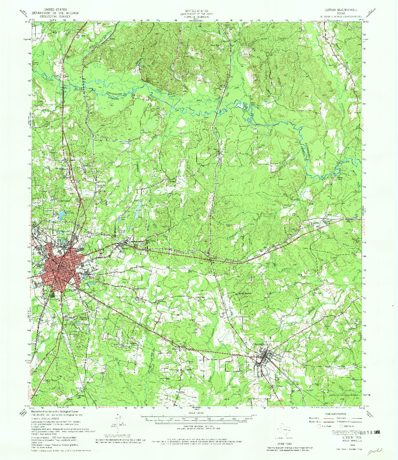 USGS 1:62500-SCALE QUADRANGLE FOR LUFKIN, TX 1949