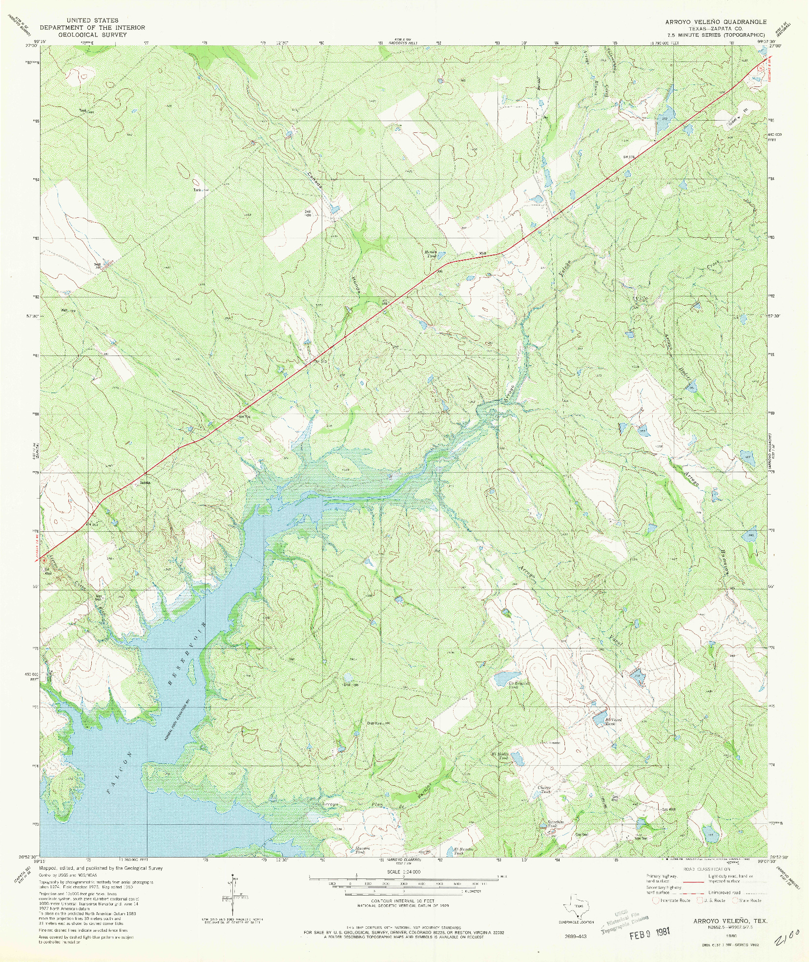 USGS 1:24000-SCALE QUADRANGLE FOR ARROYO VELENO, TX 1980