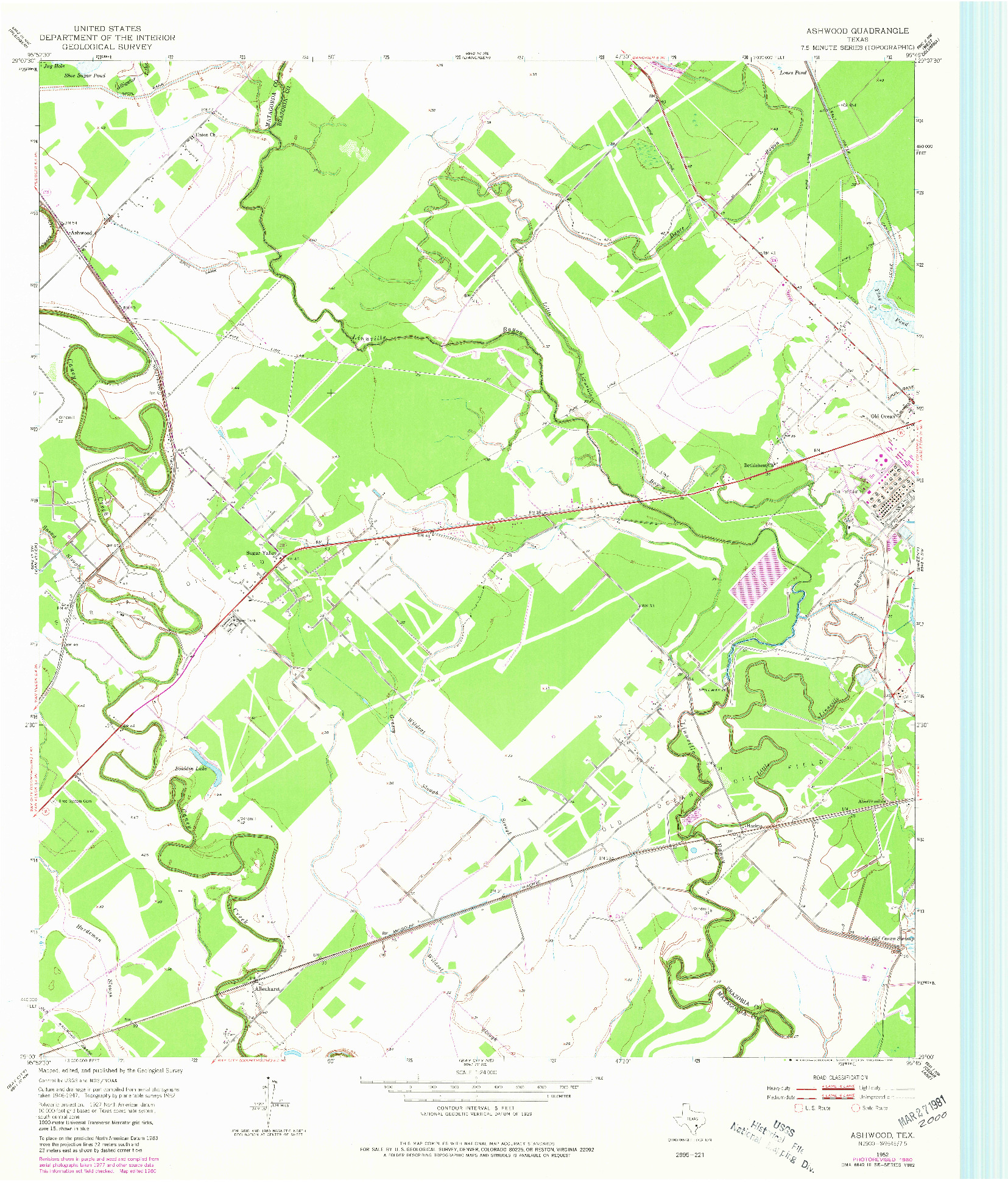 USGS 1:24000-SCALE QUADRANGLE FOR ASHWOOD, TX 1952