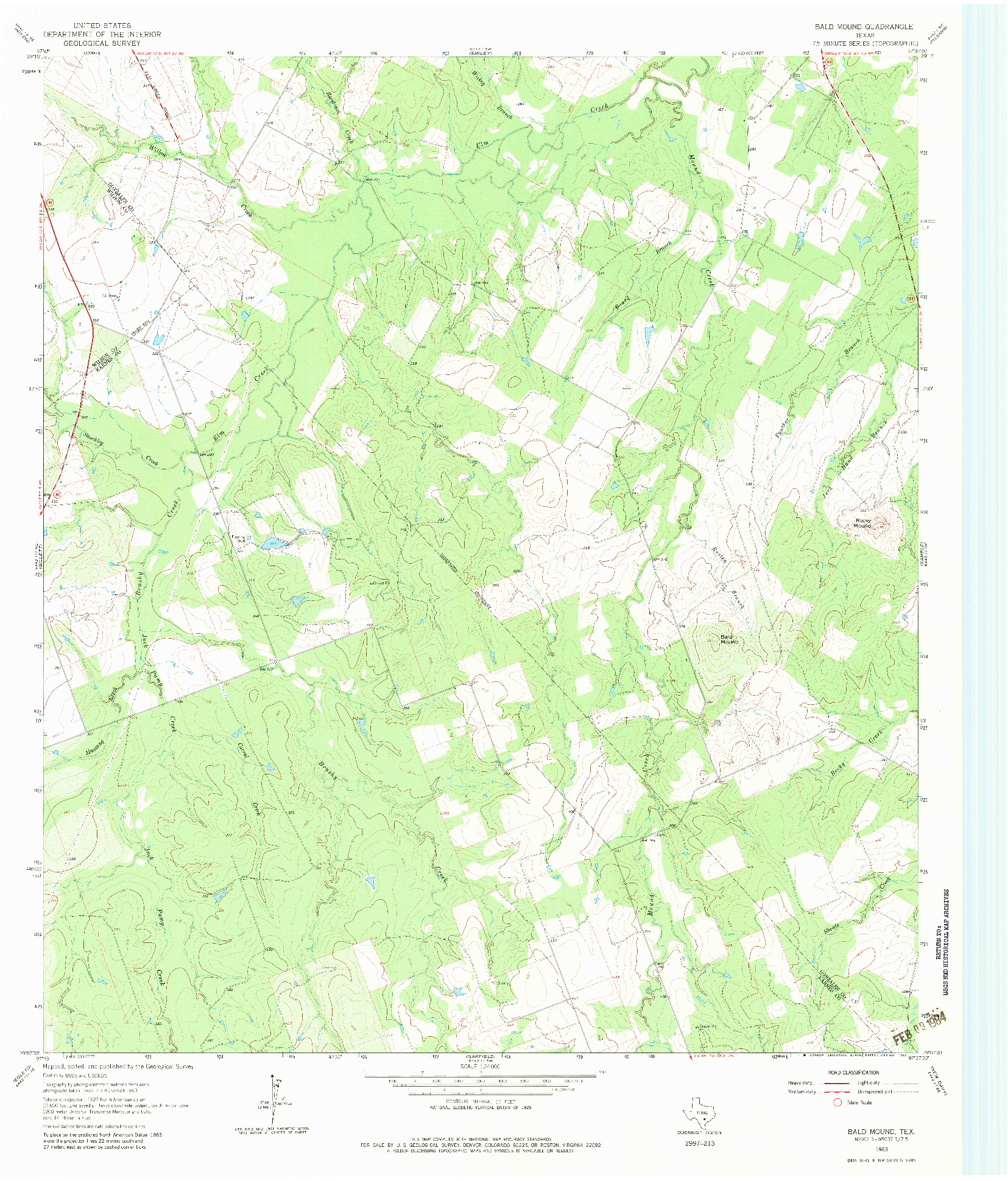 USGS 1:24000-SCALE QUADRANGLE FOR BALD MOUND, TX 1963