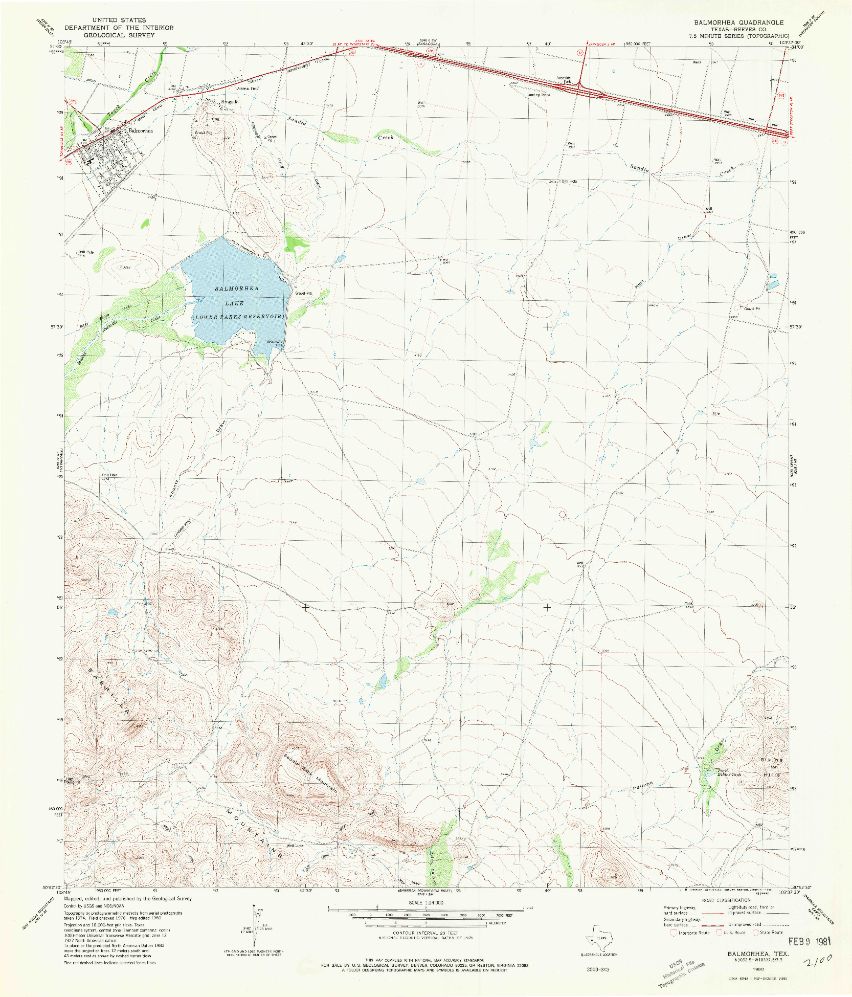 USGS 1:24000-SCALE QUADRANGLE FOR BALMORHEA, TX 1980